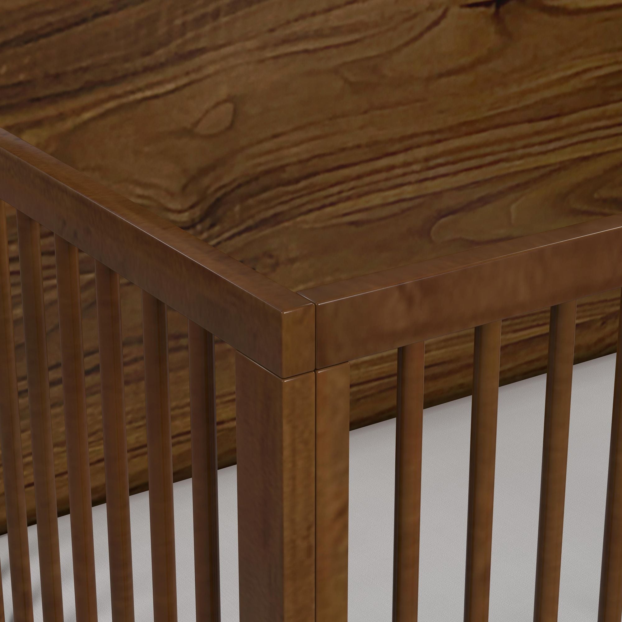 Malia Crib with High Headboard and Guardrail in Walnut