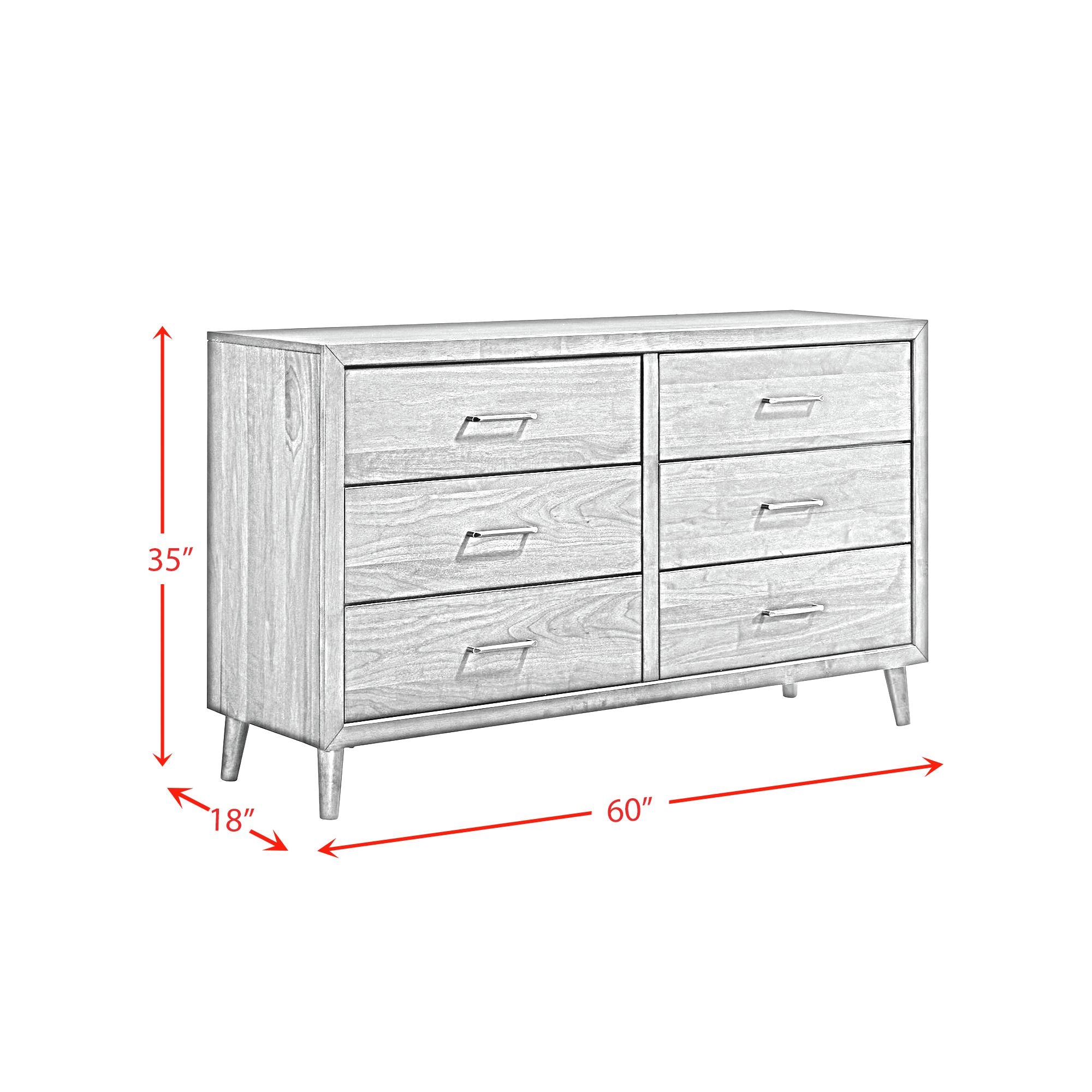 Malibu 6-Drawer Dresser in Walnut