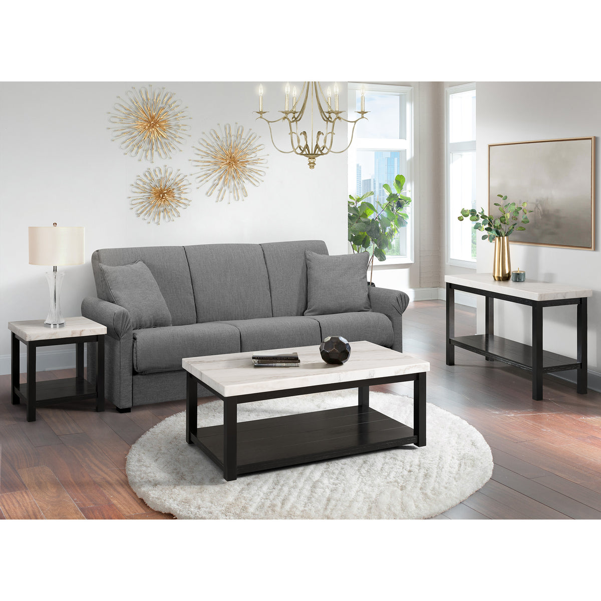 Marcello w/ White Top - End table – SKU CML100ET | Elements