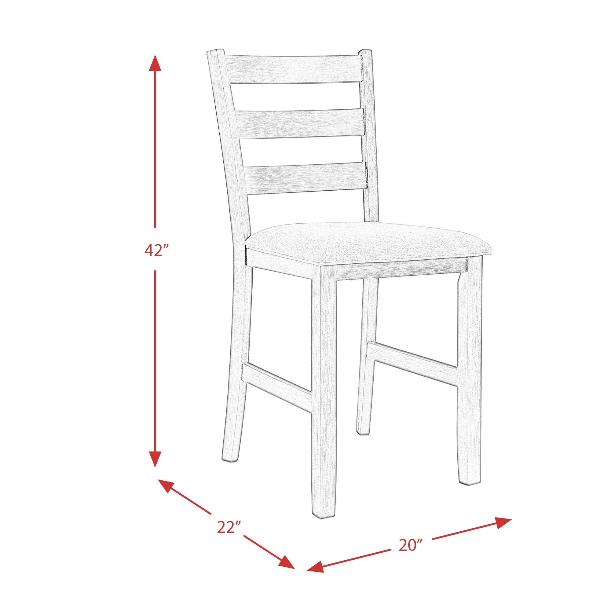 Martin Counter Side Chair with Grey Fabric - Black Finish (2 Per Carton)