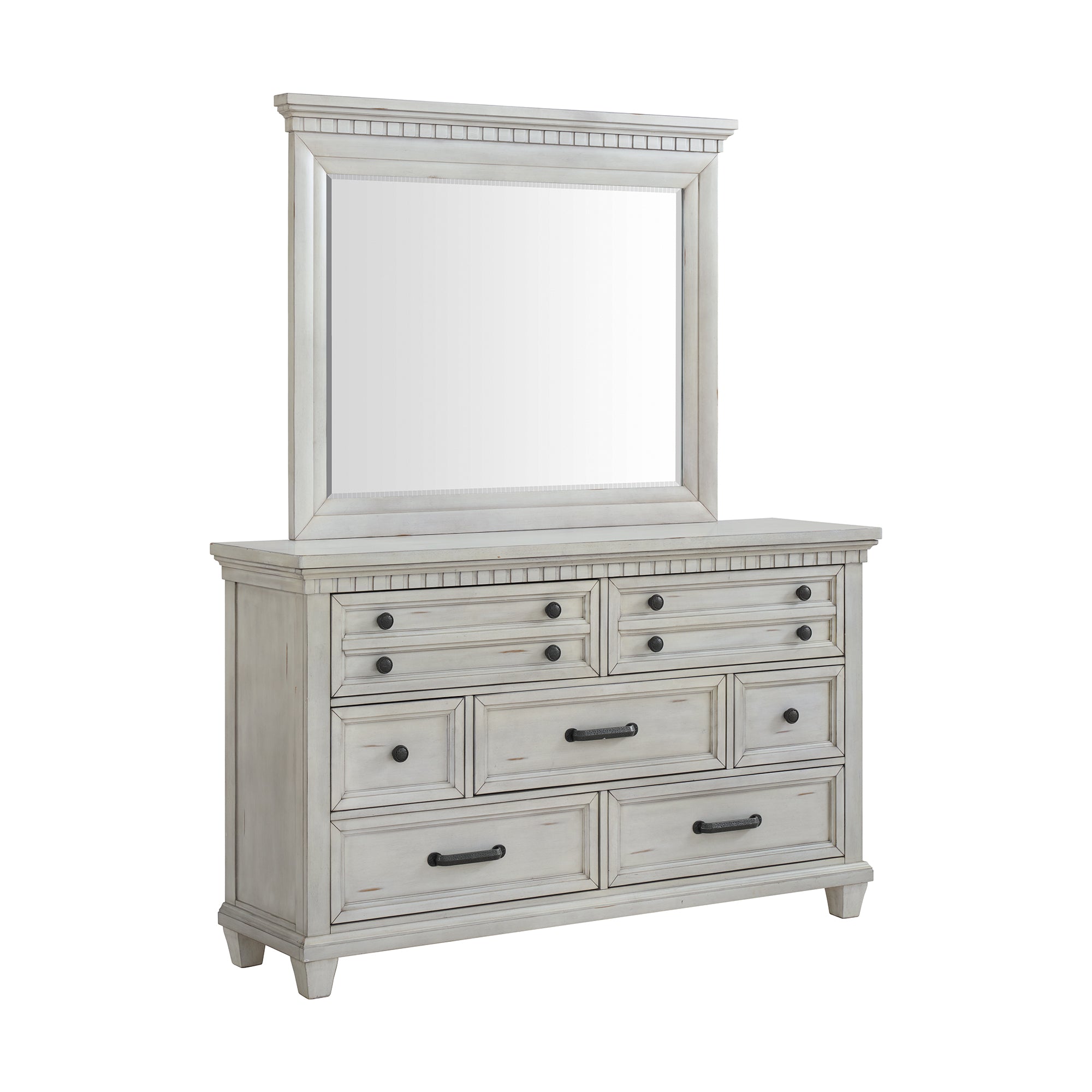 McCoy Dresser and Mirror Set in Antique White