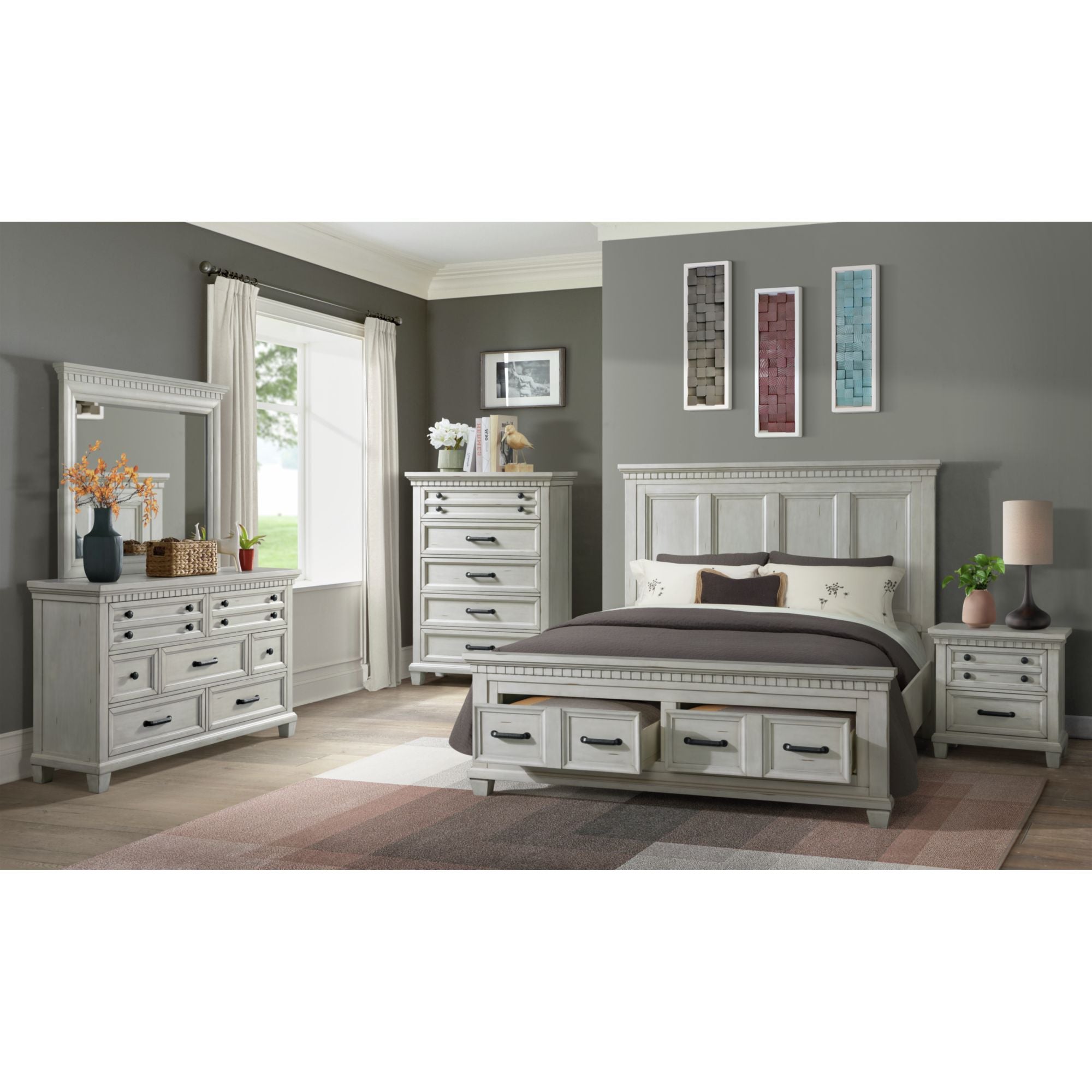McCoy Queen Storage Bed in Antique White