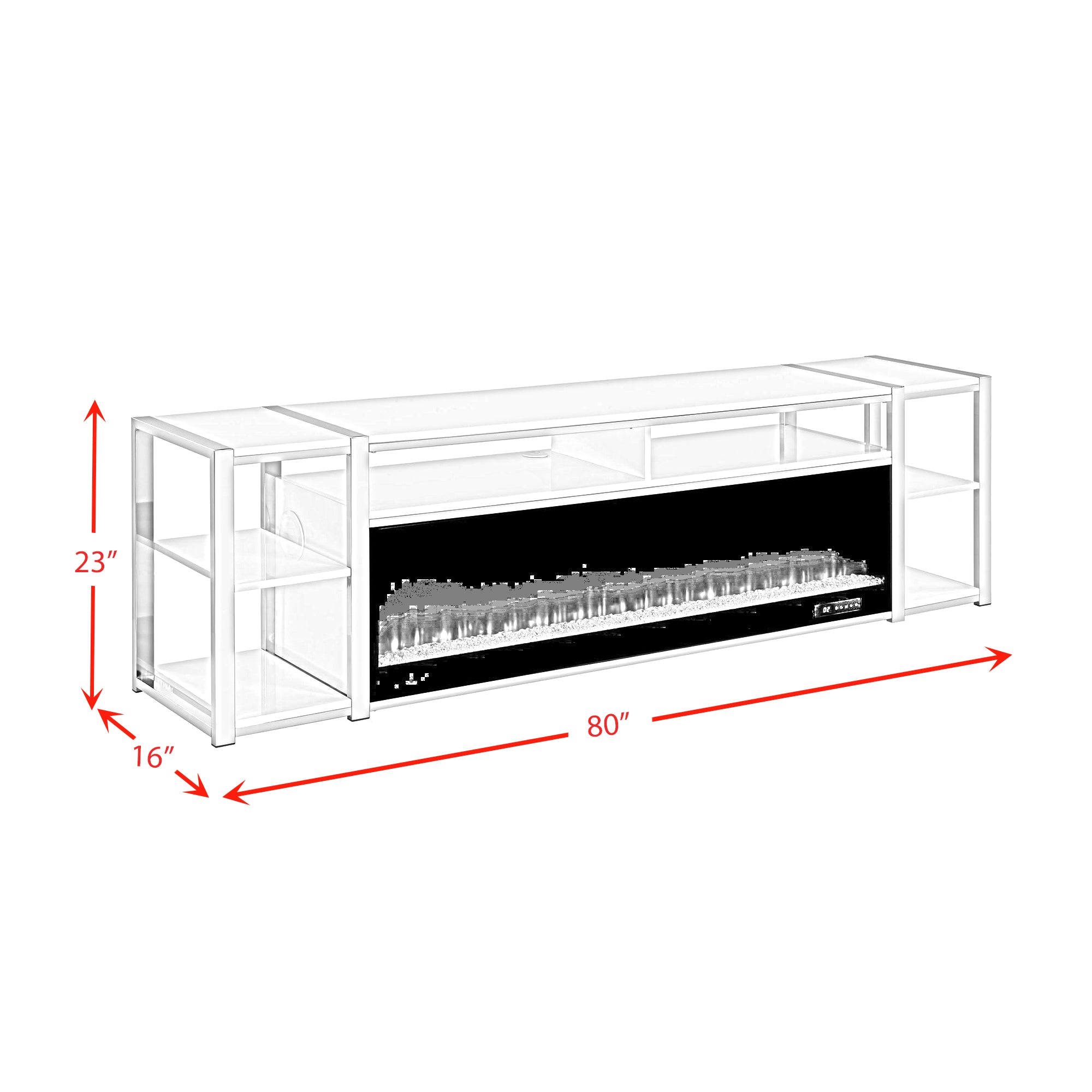 Midway 80" TV Console with Firelight in White