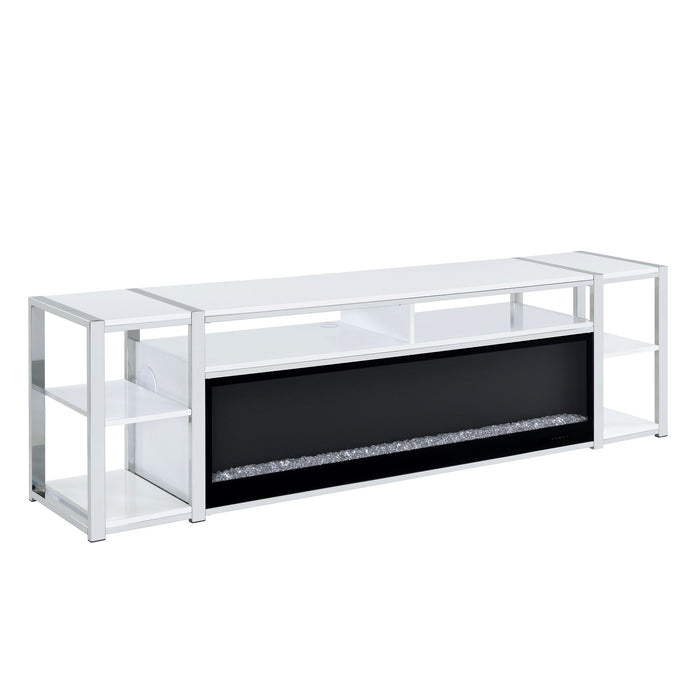 Midway 80" TV Console with Firelight in White