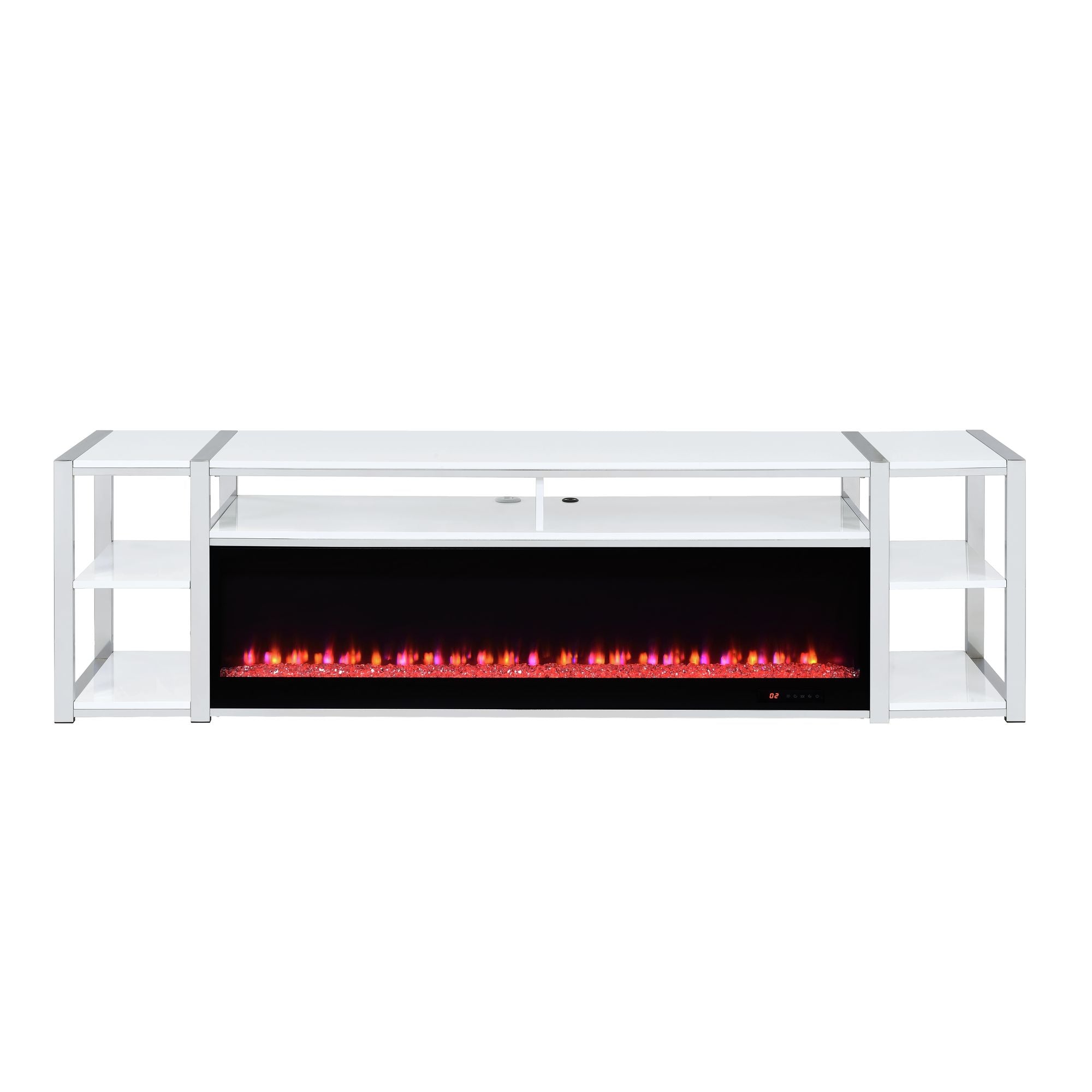 Midway 80" TV Console with Firelight in White