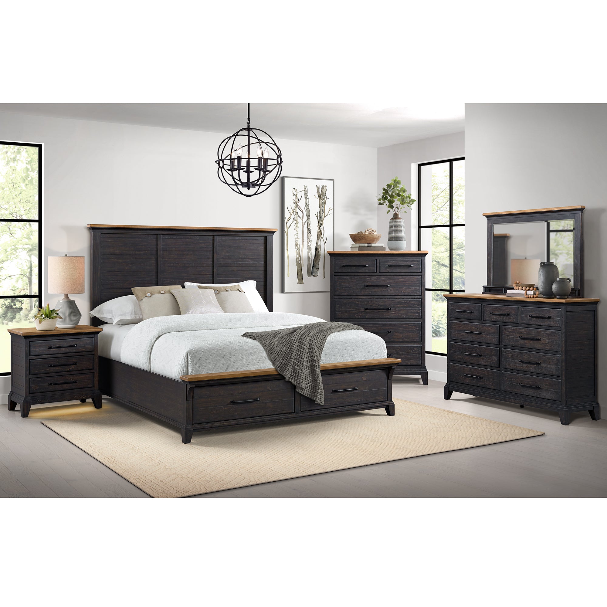 Montrose King Storage Bed in Espresso & Brown – SKU B-16670-5-KSB | Elements