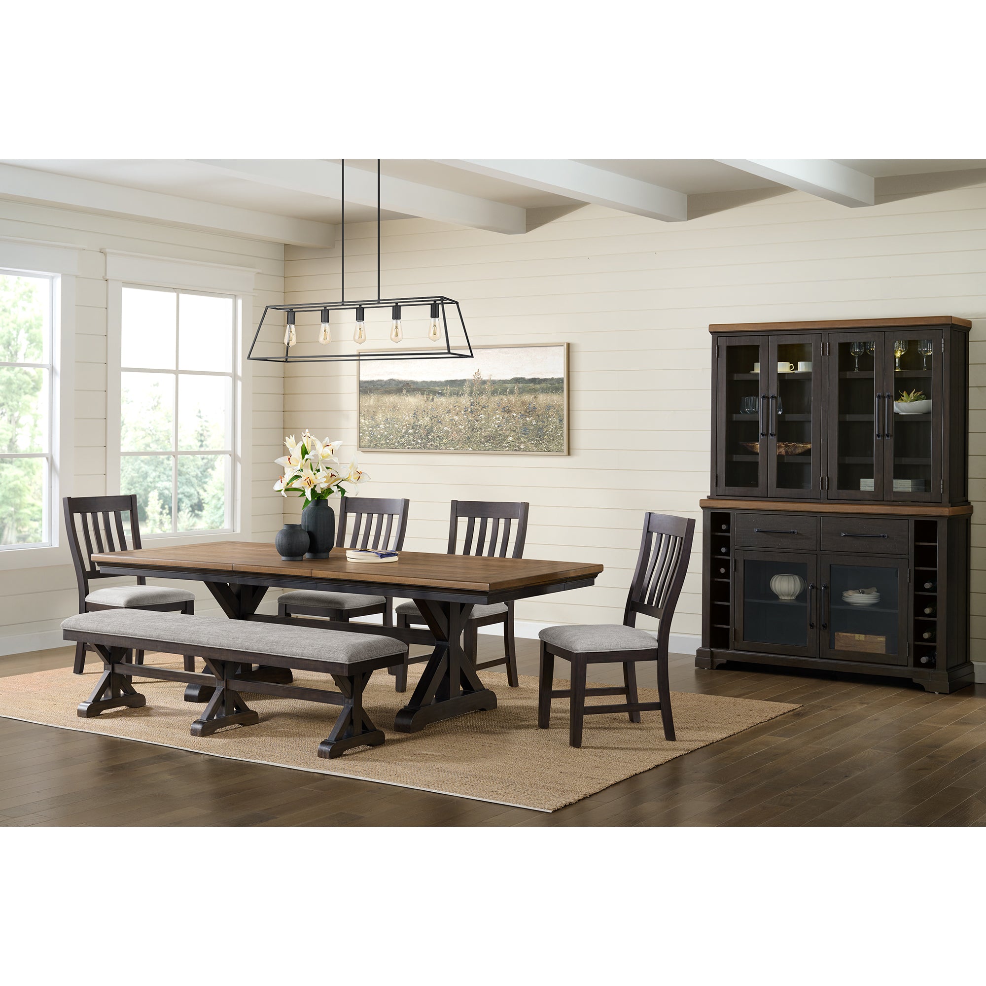 Montrose Dining Table with 20" Leaf in Espresso and Brown