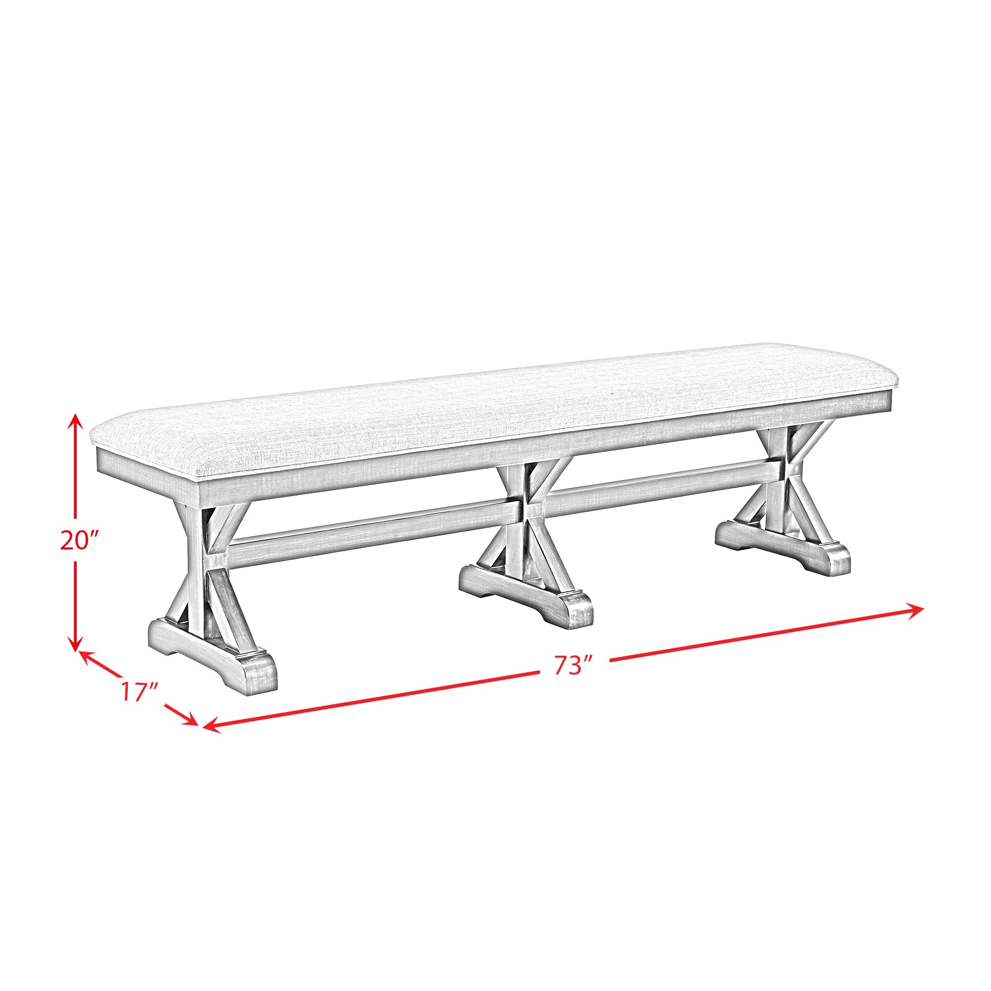 Montrose Dining Bench with Light Grey Fabric in Espresso