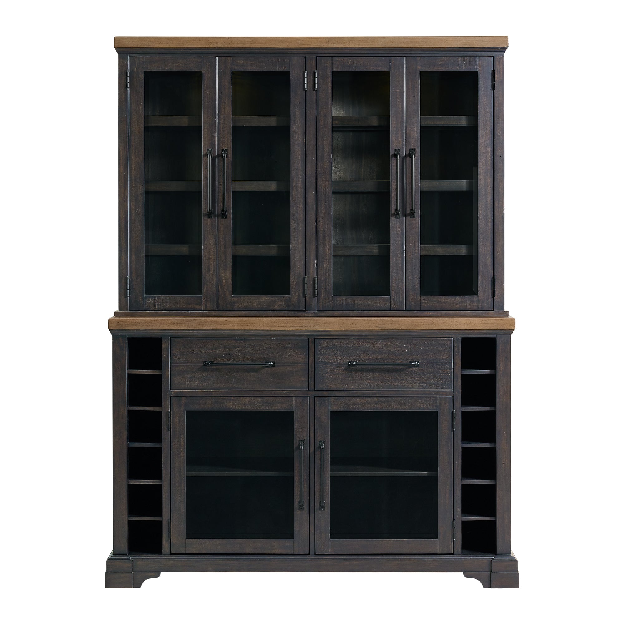 Montrose Server and Hutch with LED Light in Espresso and Brown