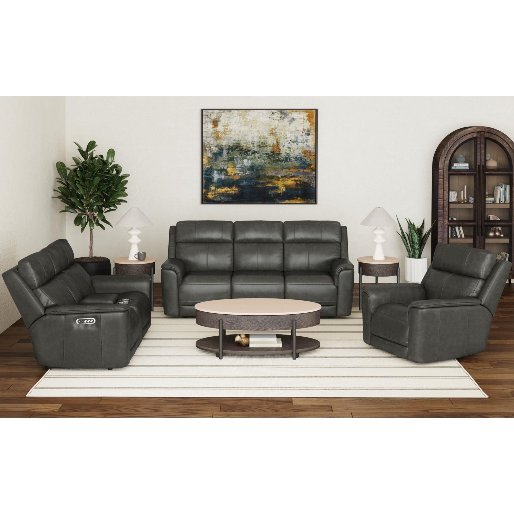 Mustang P3 Sofa with DDT, Wireless Chargerin Aline Anthracite – SKU U-16110-11431-308PPP | Elements