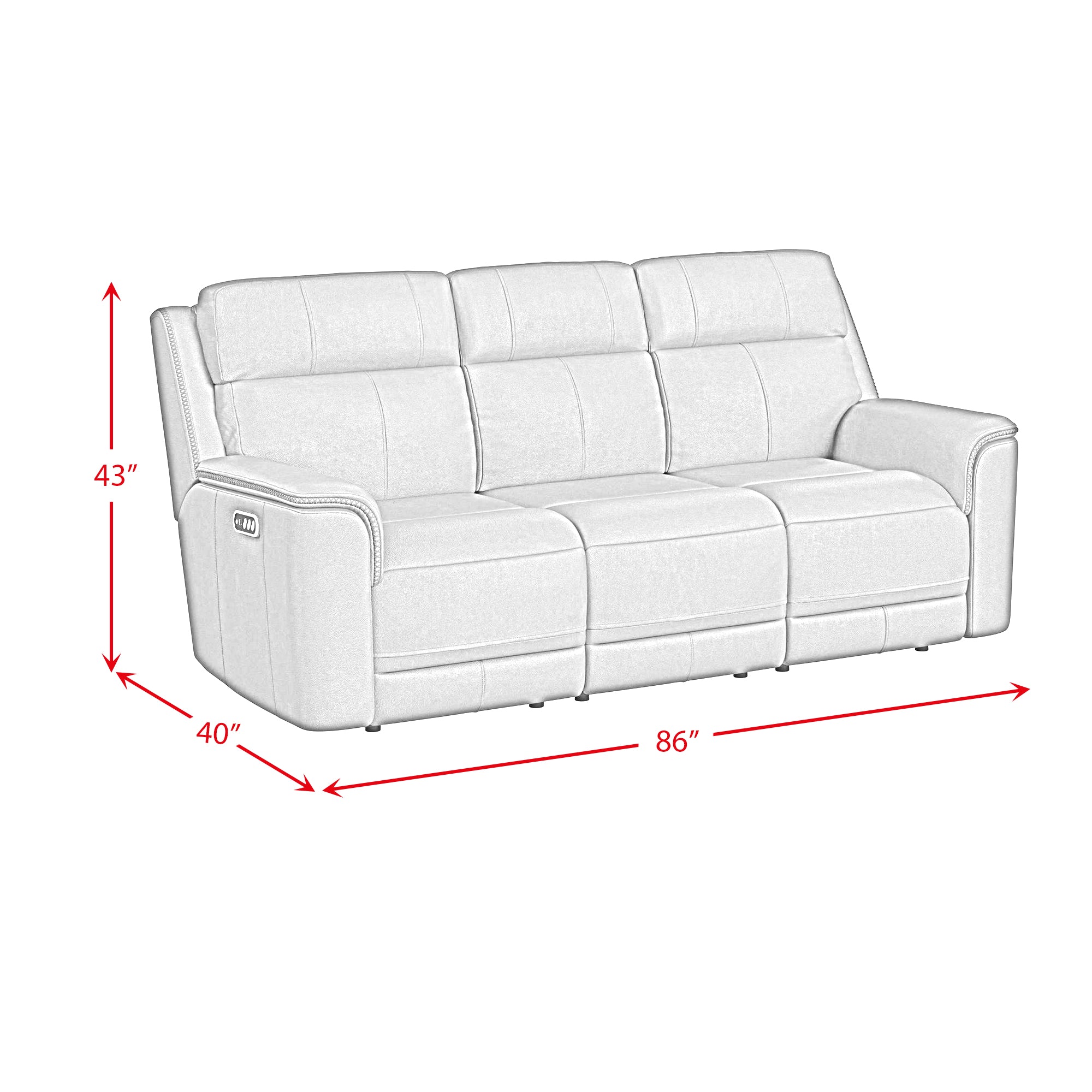 Mustang P3 Sofa with DDT, Wireless Chargerin Aline Anthracite