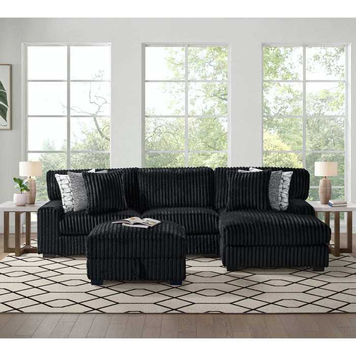 Nightfall Storage Ottoman in Grand Cord Black