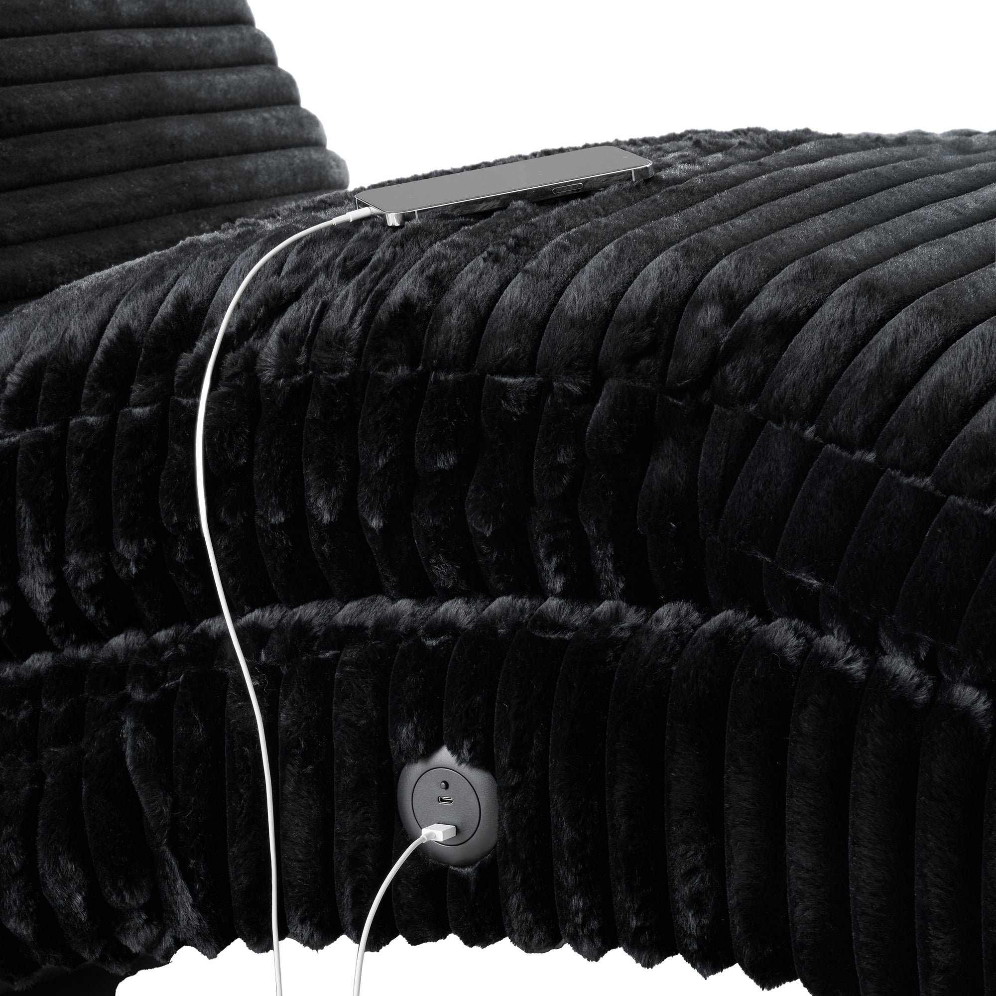 Nori Chaise with Heat Massage, USBC, LED in Masis Black