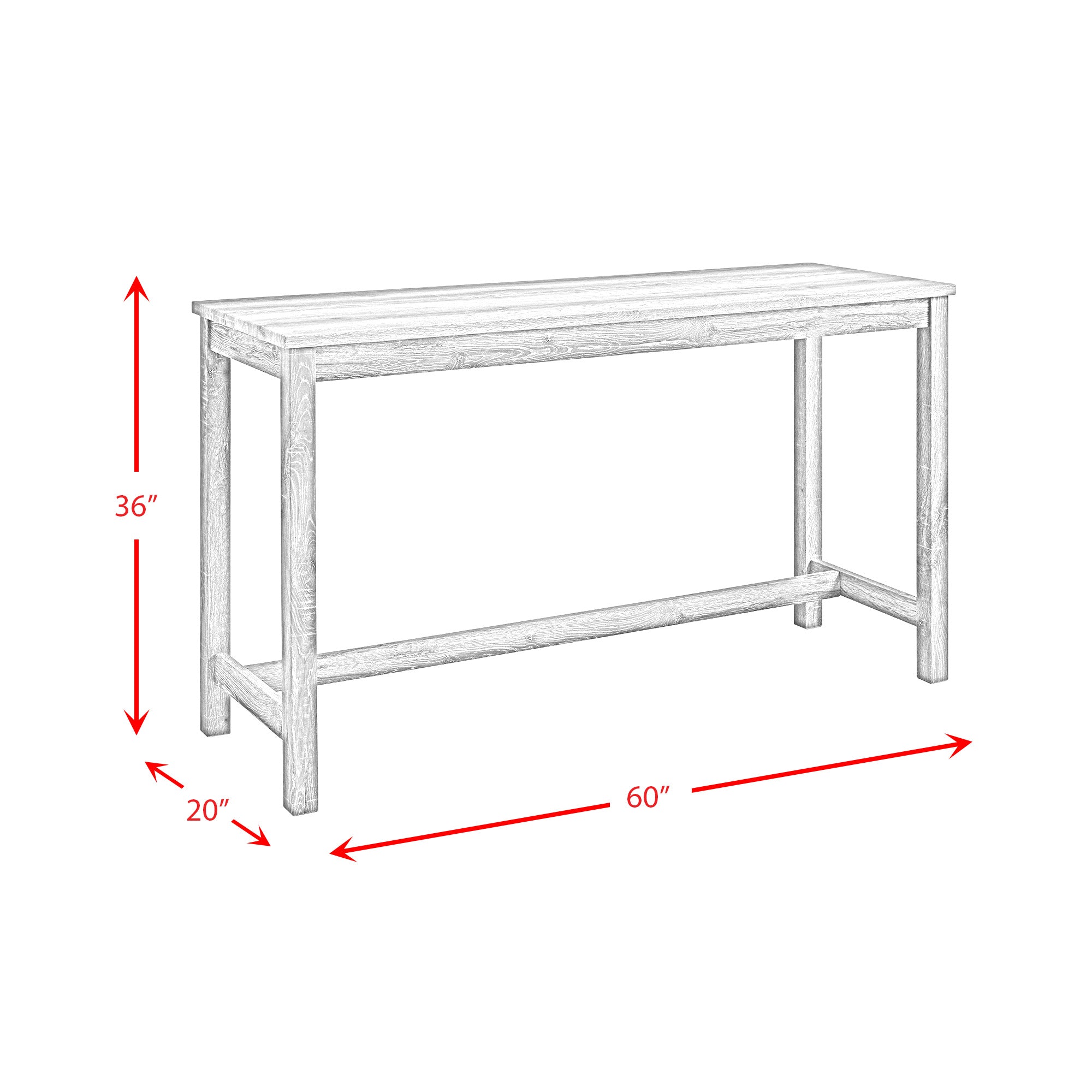 Oak Lawn Charcoal Grey Bar Table Single Pack (Table + 3 Grey Fabric Stools)