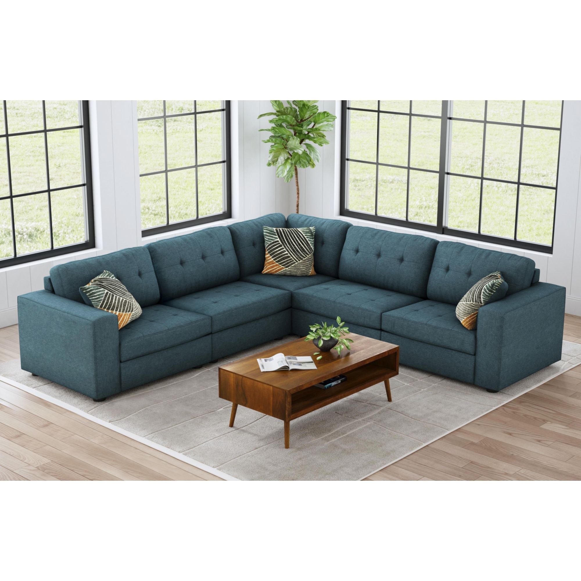 Options One LHF Chair in Palmer Plus Teal with 1 Pillow 20" – SKU U-15020-11407-140 | Elements