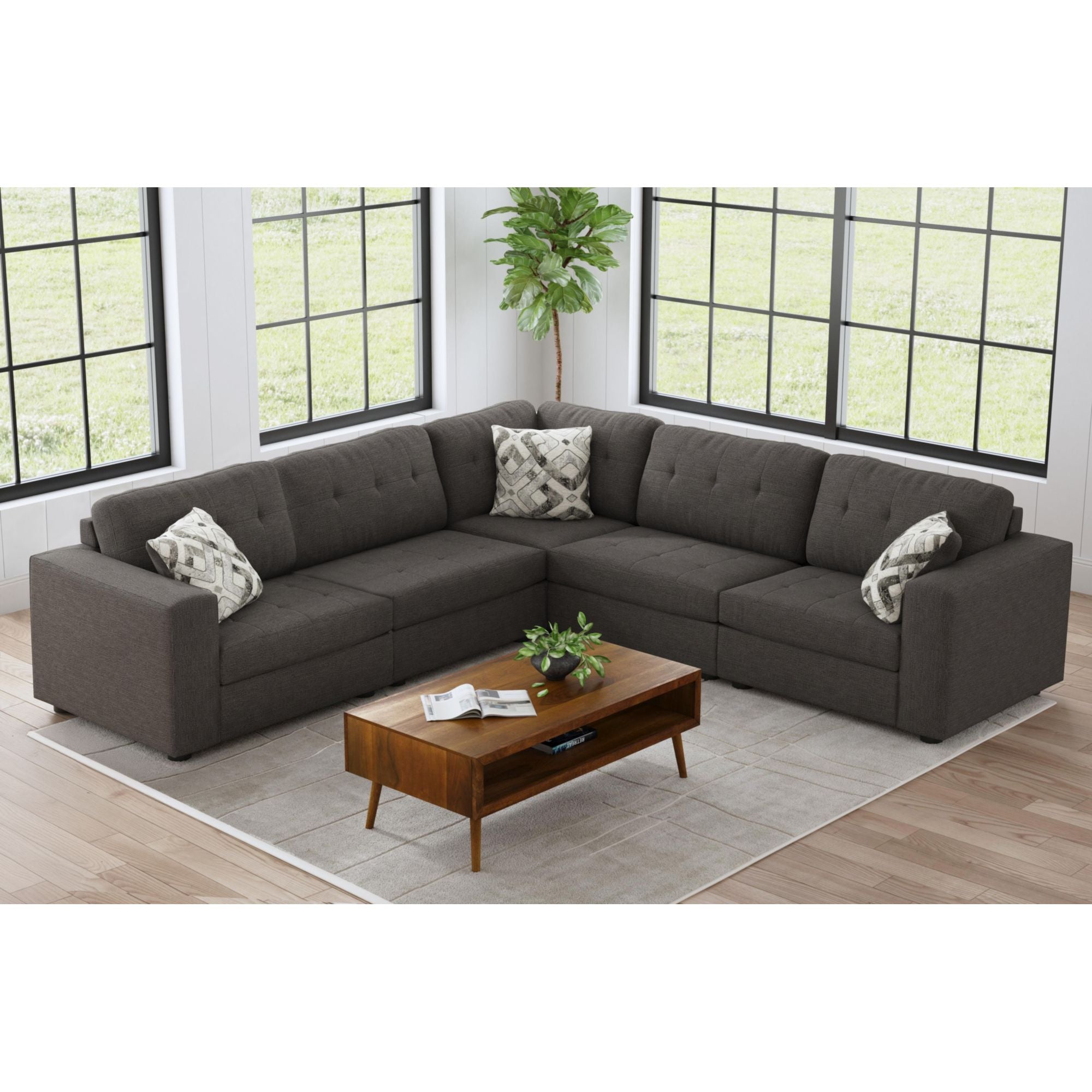 Options One Corner in Palmer Plus Ash with 1 Pillow 20"