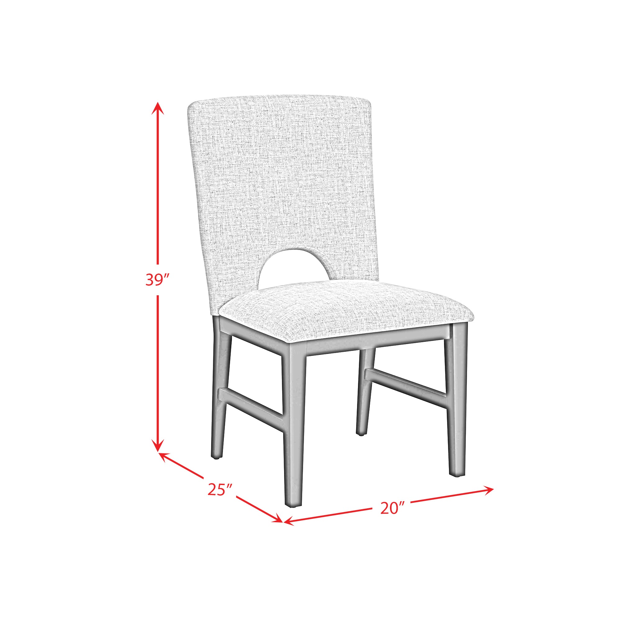 Oregon Dining Side Chair with Grey Fabric in Black (2 Per Carton)