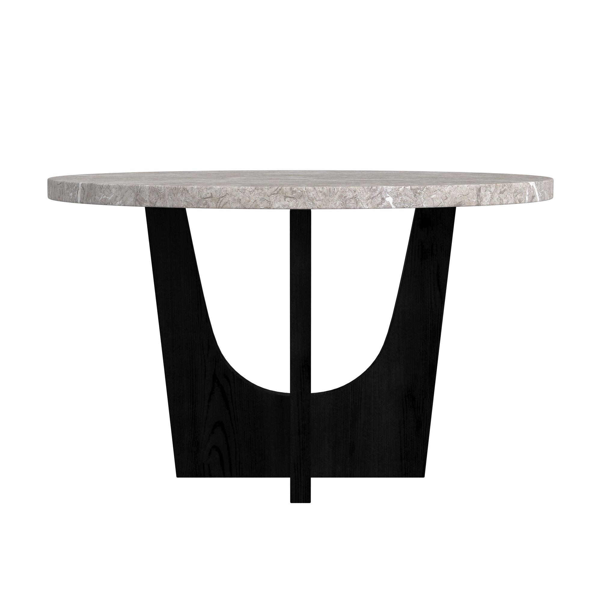 Oregon Round Counter Table with Grey Faux Marble Top in Black