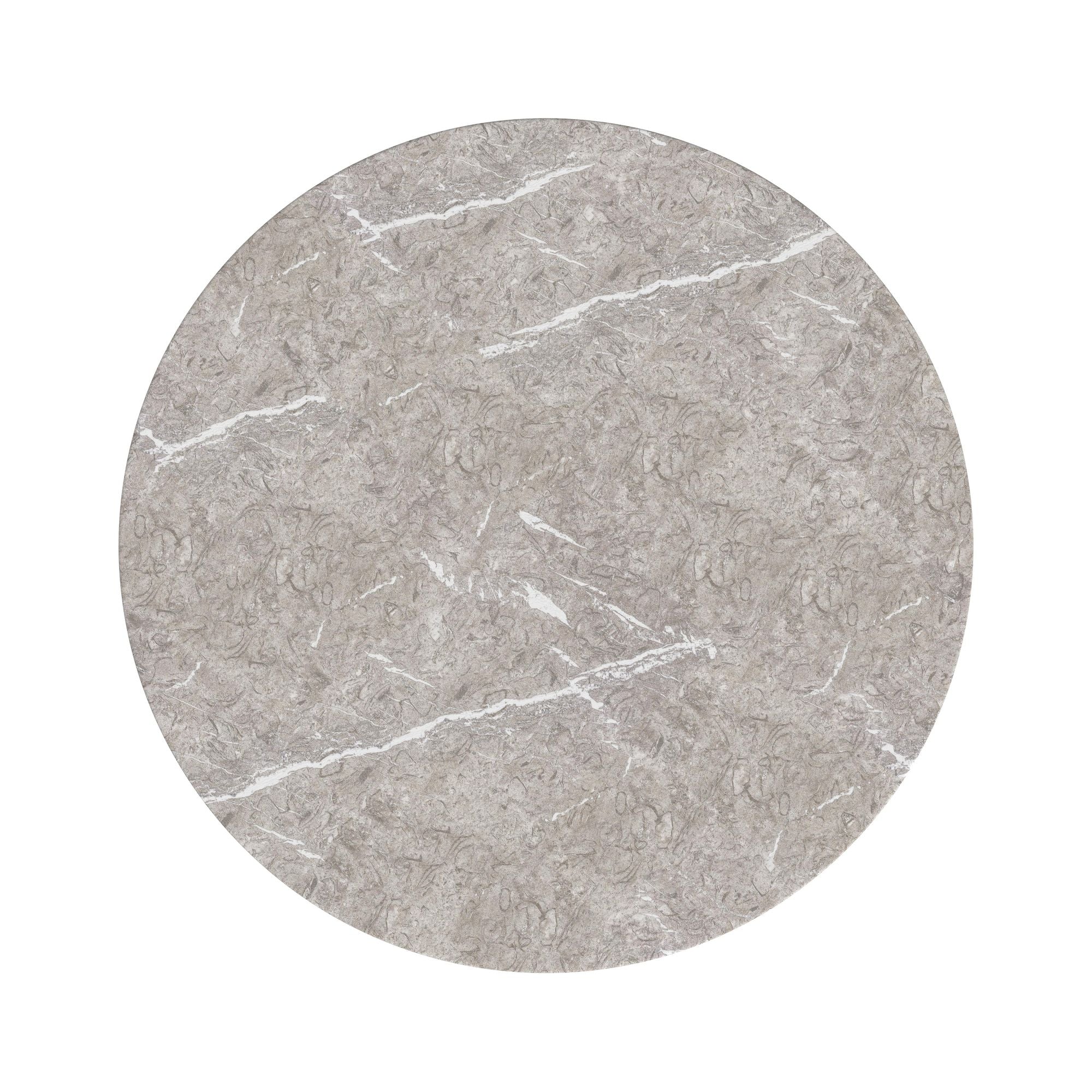 Oregon Round Dining Table with Grey Faux Marble Top in Black