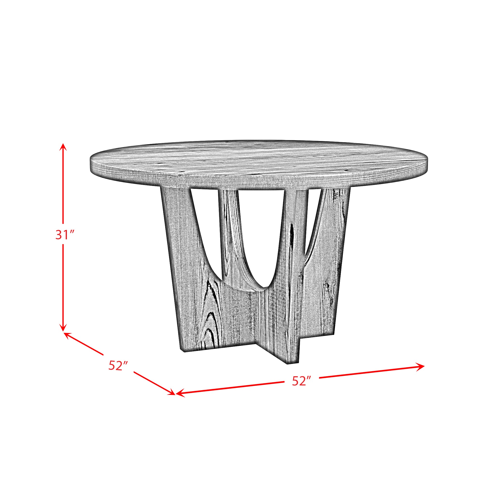 Oregon Round Dining Table with Black Wood Top in Black