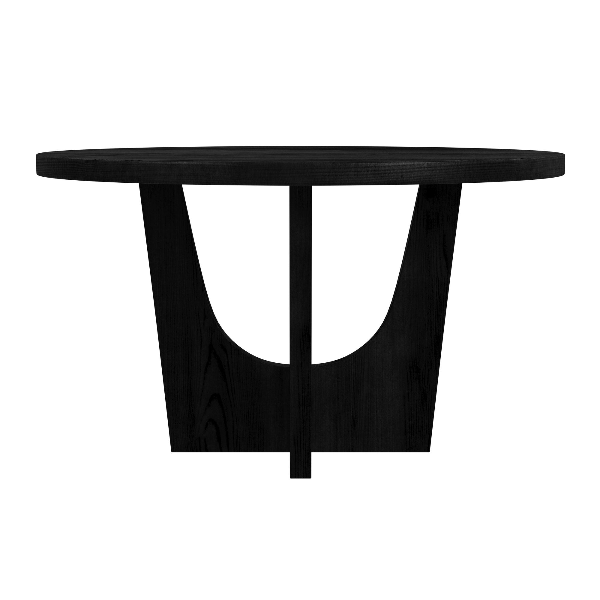 Oregon Round Dining Table with Black Wood Top in Black