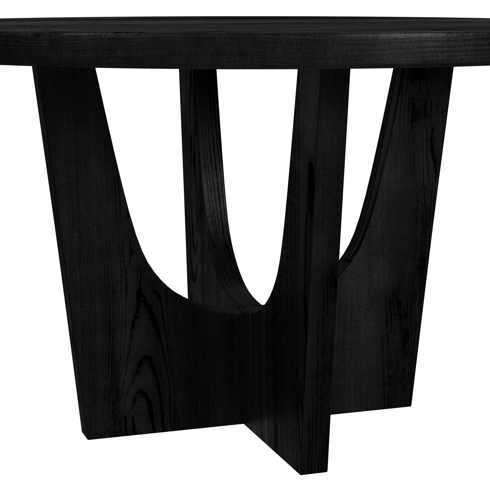 Oregon Round Dining Table with Black Wood Top in Black