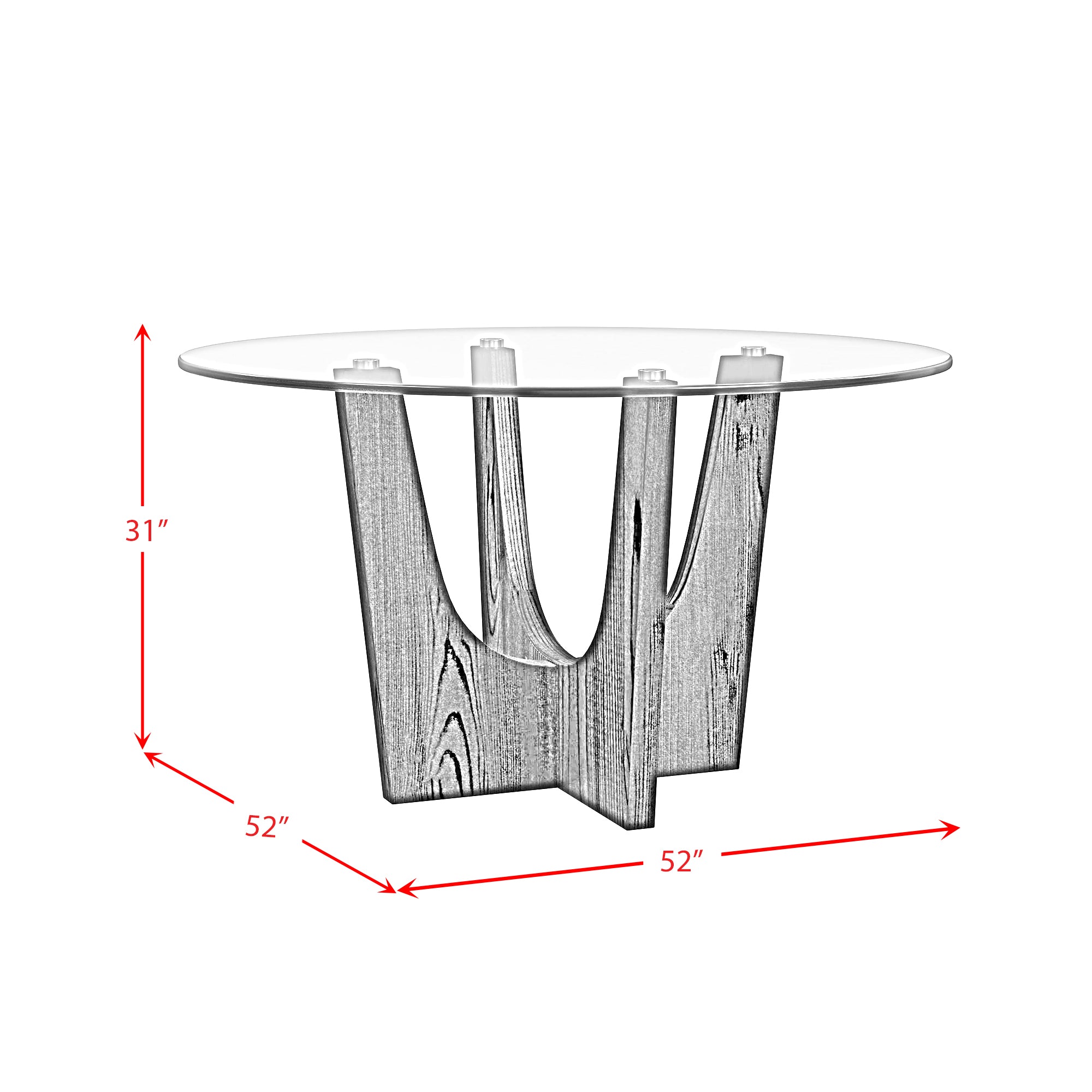 Oregon Round Dining Table with Glass Top in Black