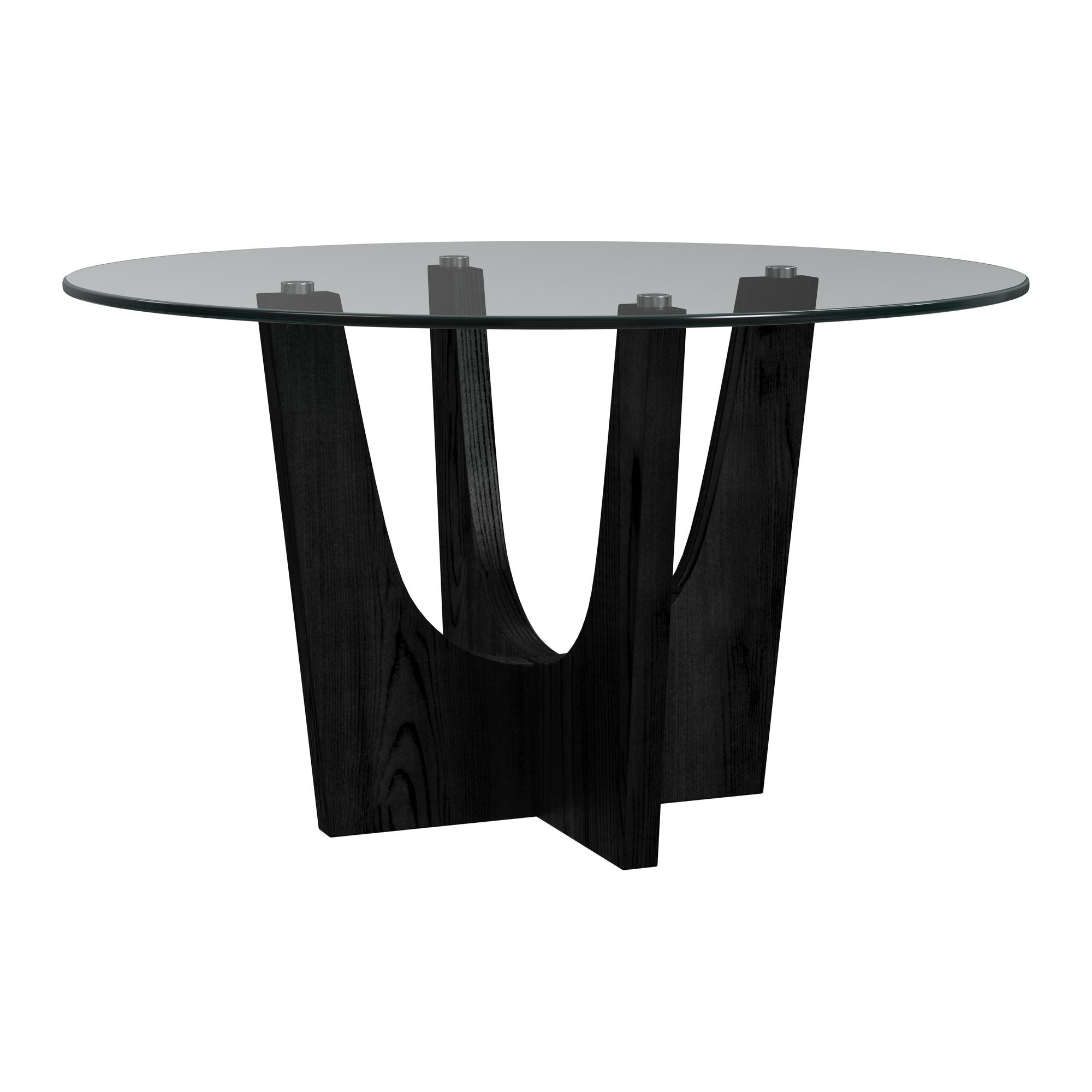 Oregon Round Dining Table with Glass Top in Black
