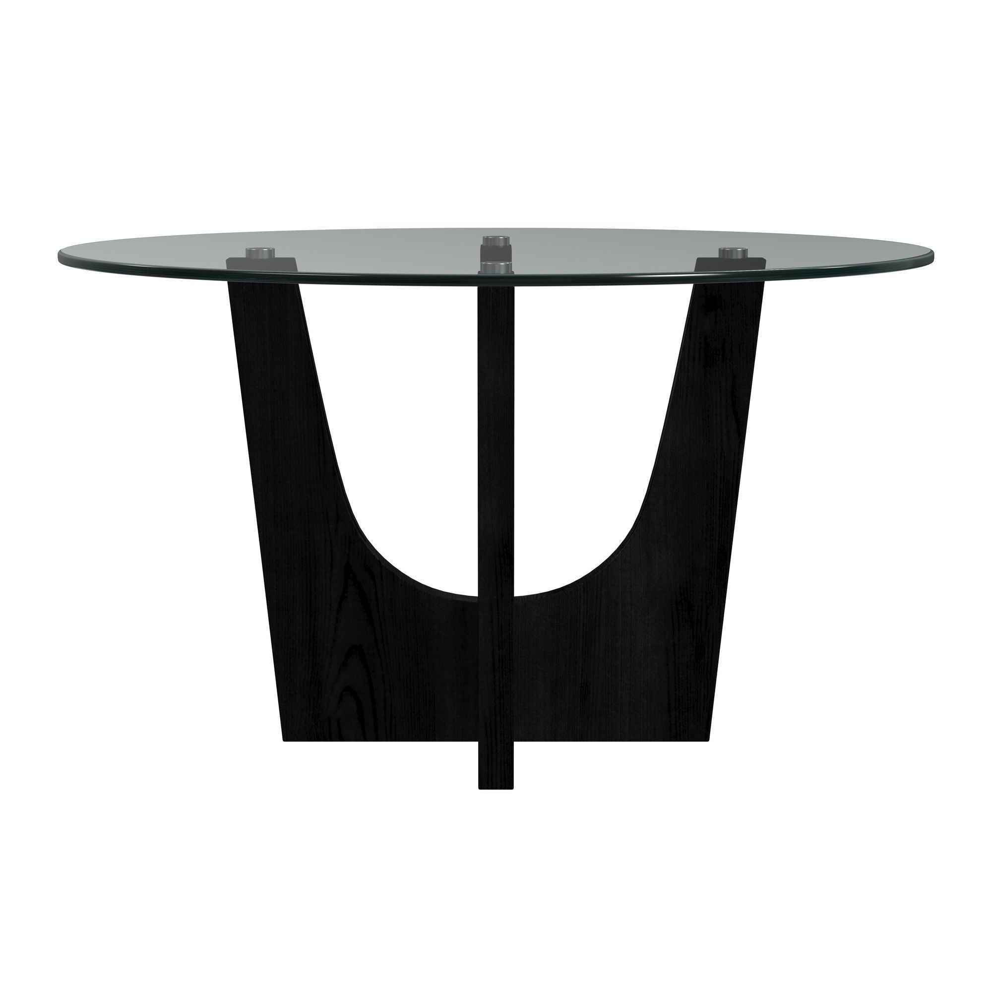 Oregon Round Dining Table with Glass Top in Black