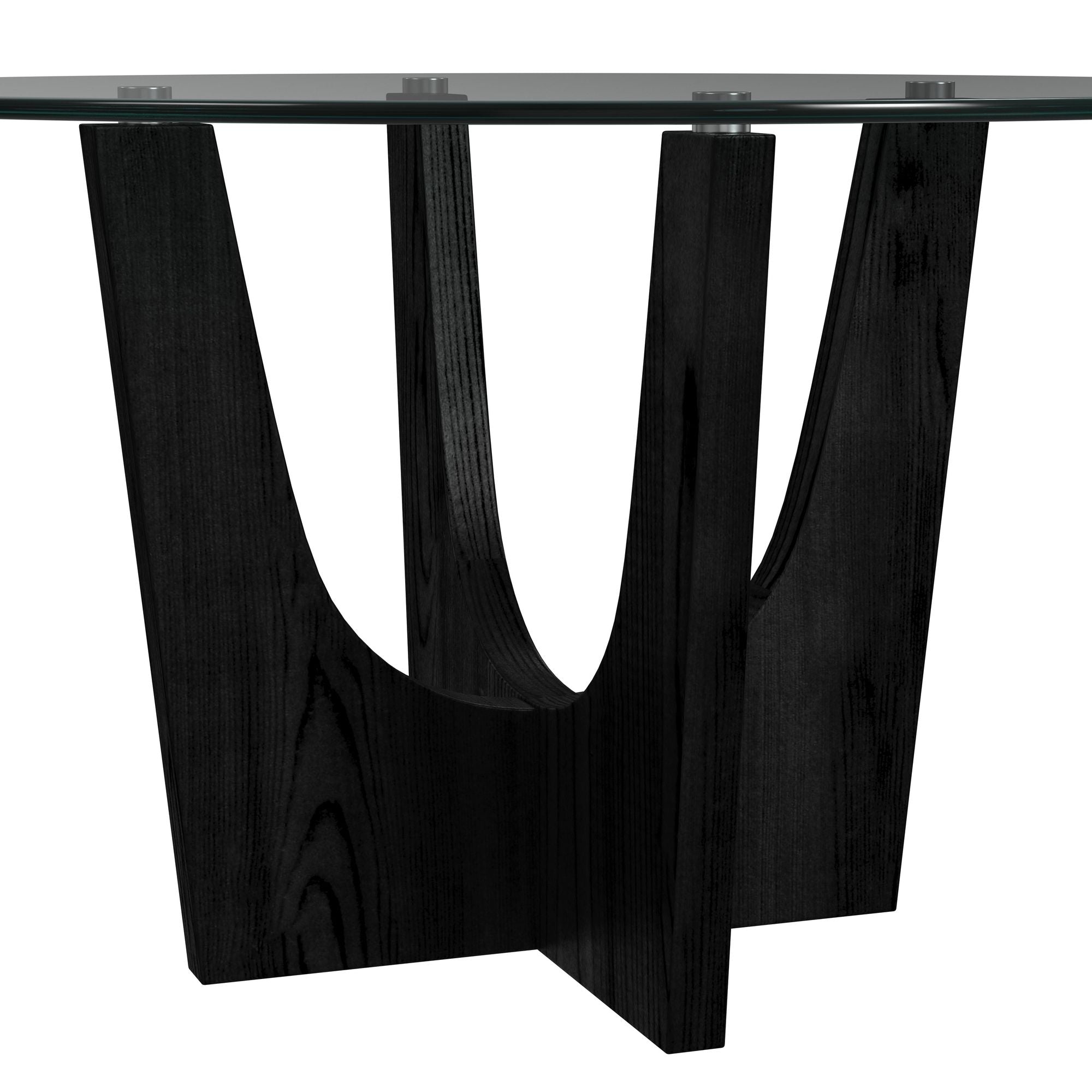 Oregon Round Dining Table with Glass Top in Black