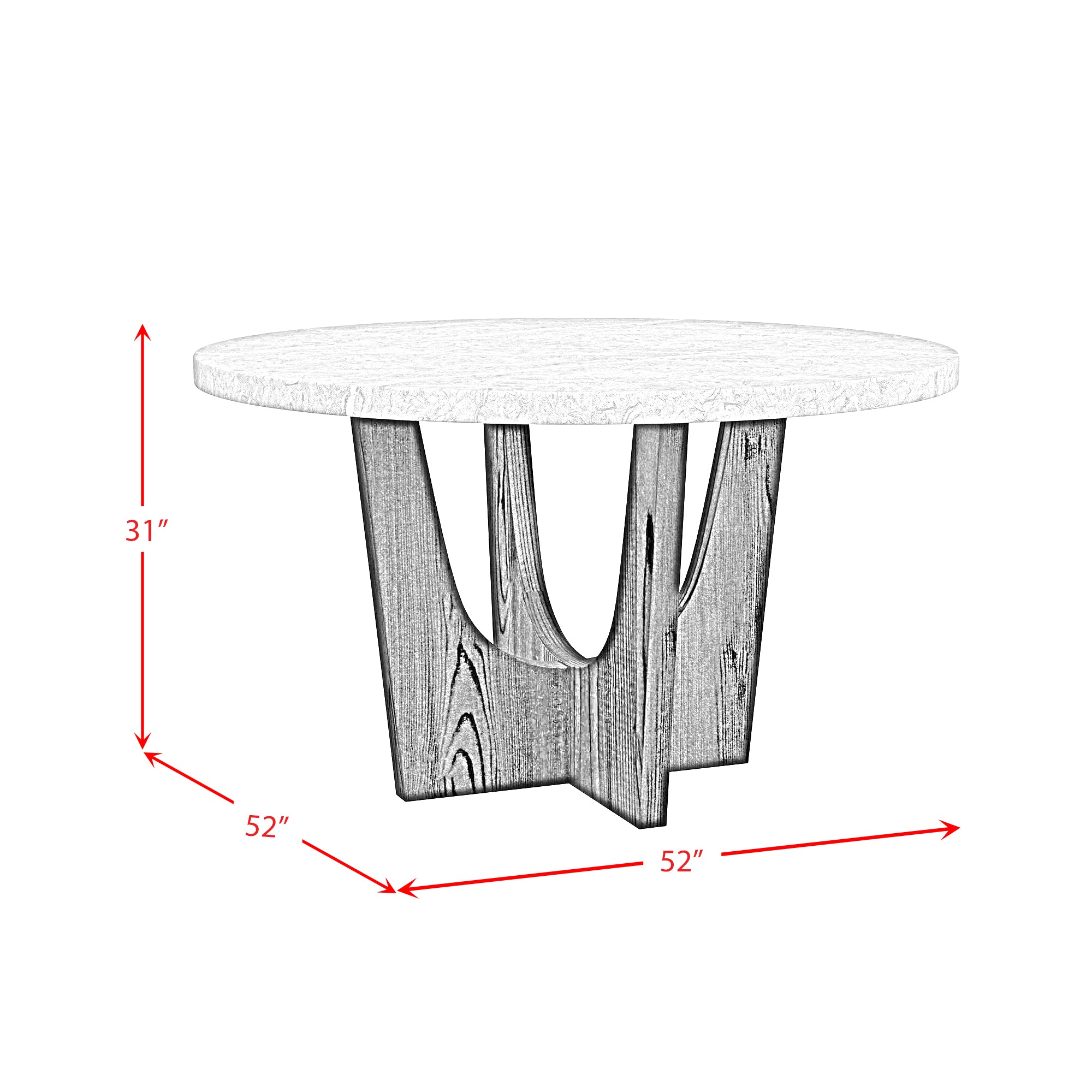 Oregon Round Dining Table with Grey Faux Marble Top in Black