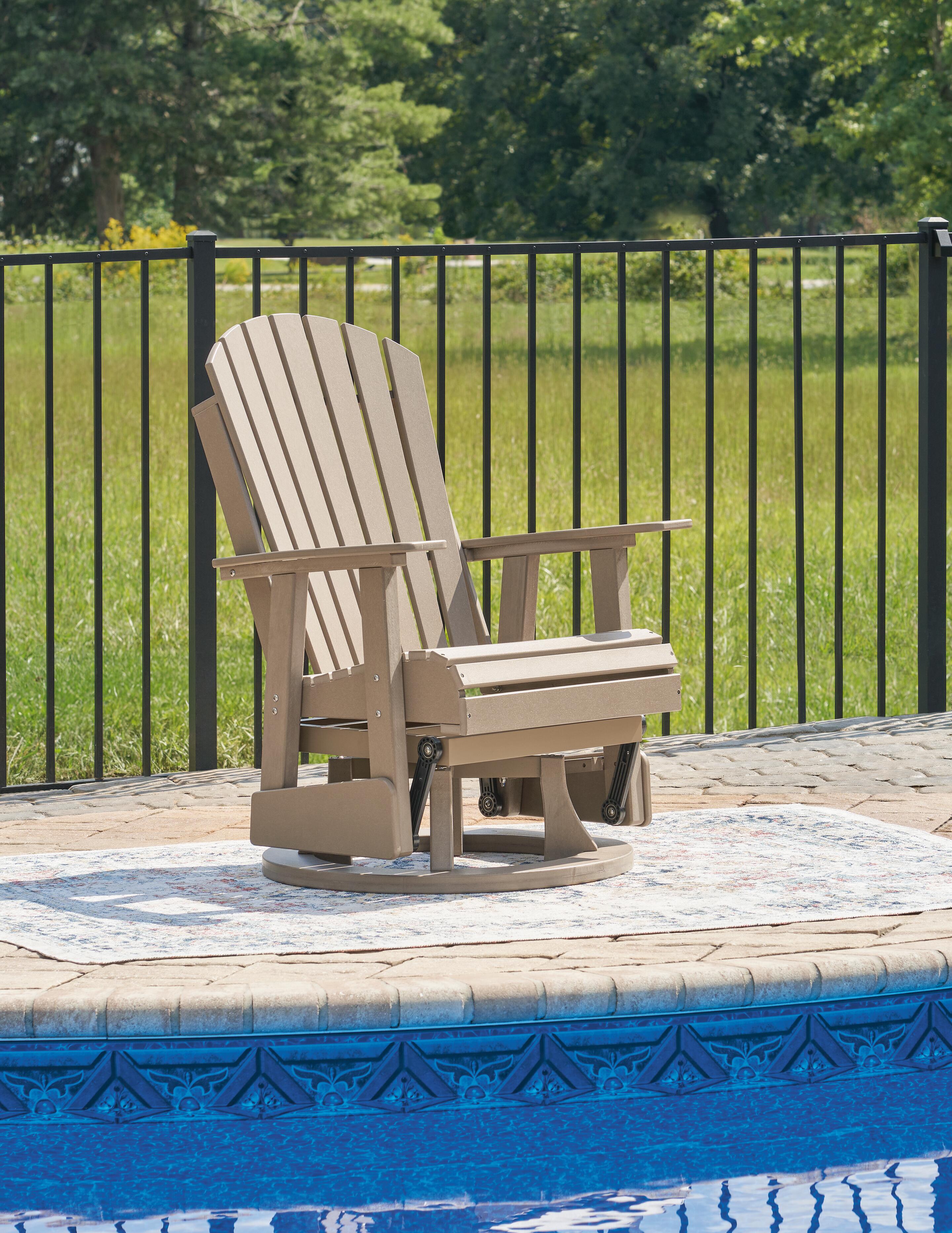Dar Furniture - Ashley Furniture - Hyland Wave Outdoor Swivel Glider Chair - Swivel Glider Chair / Driftwood - P114-820