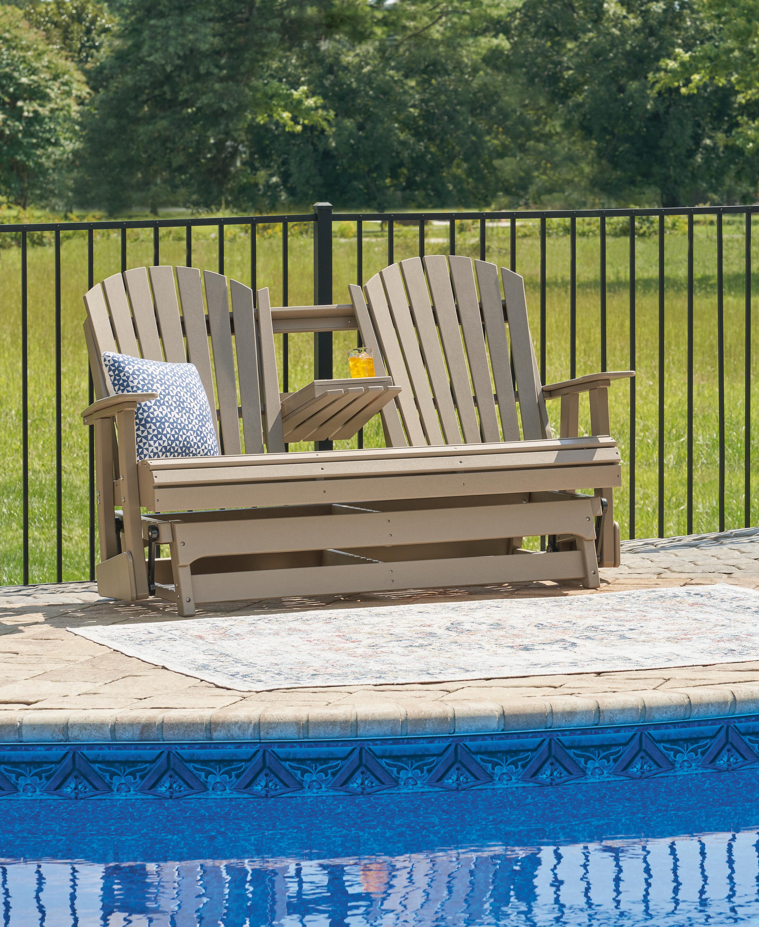 Dar Furniture - Ashley Furniture - Hyland Wave Outdoor Glider Loveseat - Glider Loveseat / Driftwood - P114-835