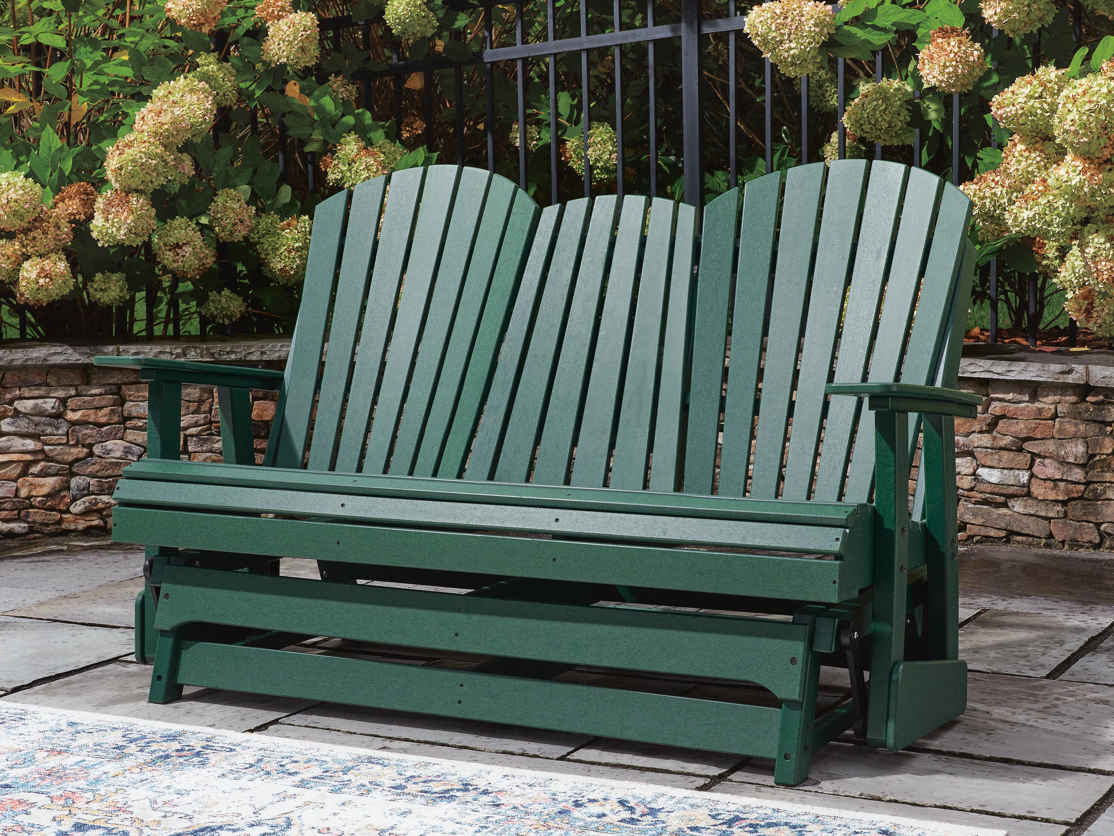 Dar Furniture - Ashley Furniture - Shell Beach Outdoor Loveseat Glider - Loveseat Glider / Green - PCP115-835