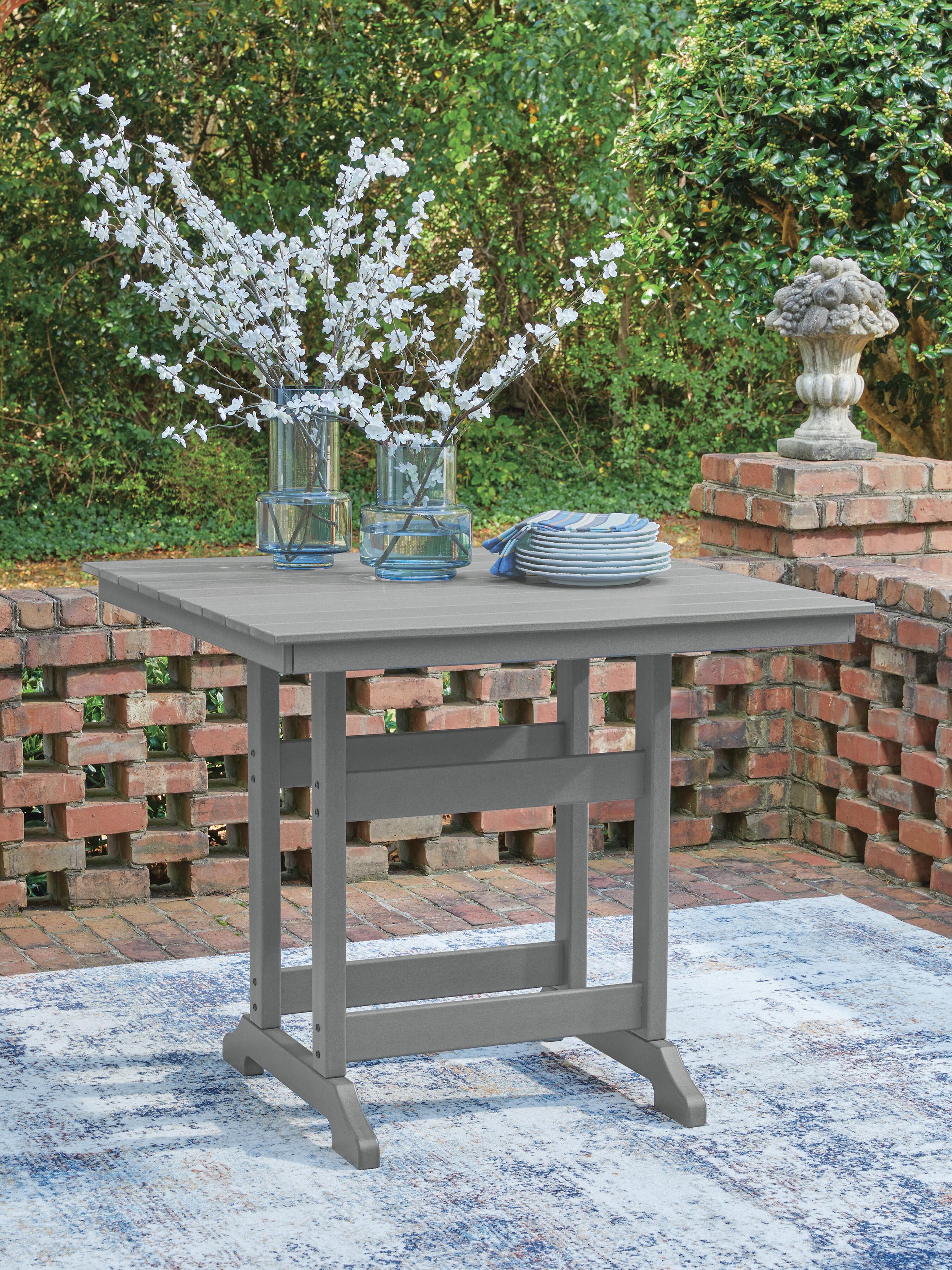 Dar Furniture - Ashley Furniture - Sanctuary Beach Outdoor Counter Height Dining Table - Square Counter TBL w/UMB OPT / Dark Gray - PCP227-632