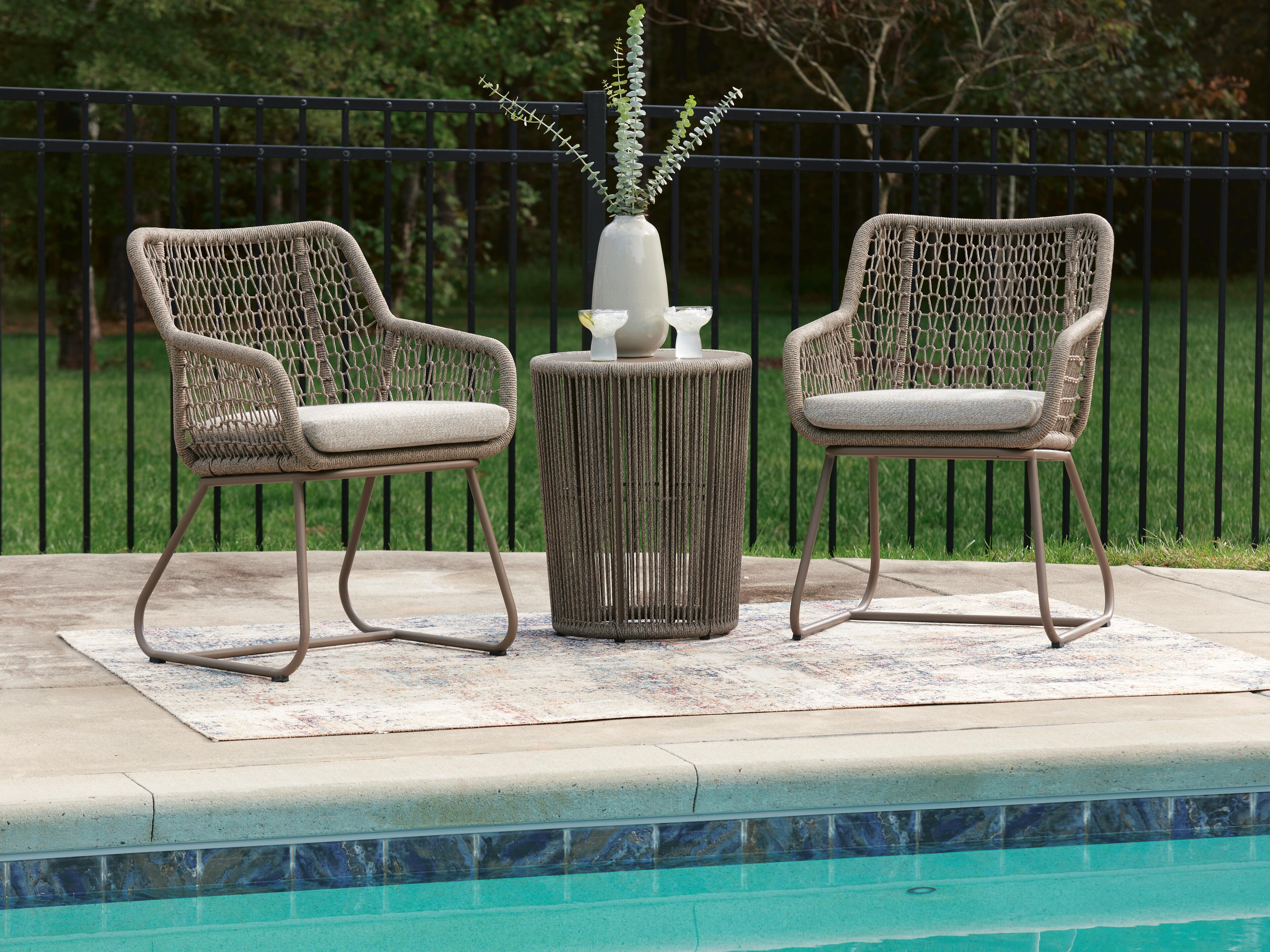 Dar Furniture - Ashley Furniture - Majors Beach Outdoor Table and 2 Chairs - Chairs w/CUSH/Table Set (3/CN) / Beige - PCP321-050