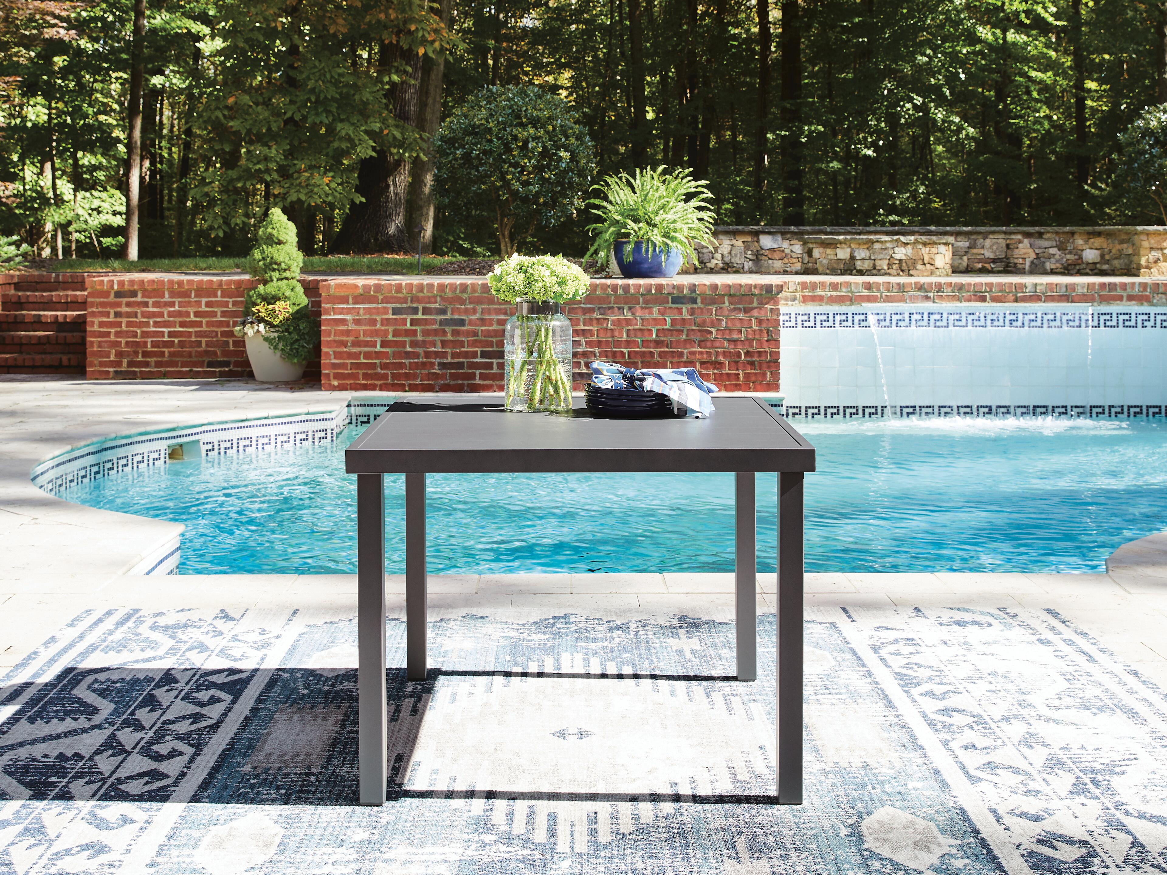 Dar Furniture - Ashley Furniture - Rocky Creek Outdoor Dining Table - Square Dining Table w/UMB OPT / Gray - PCP326-615
