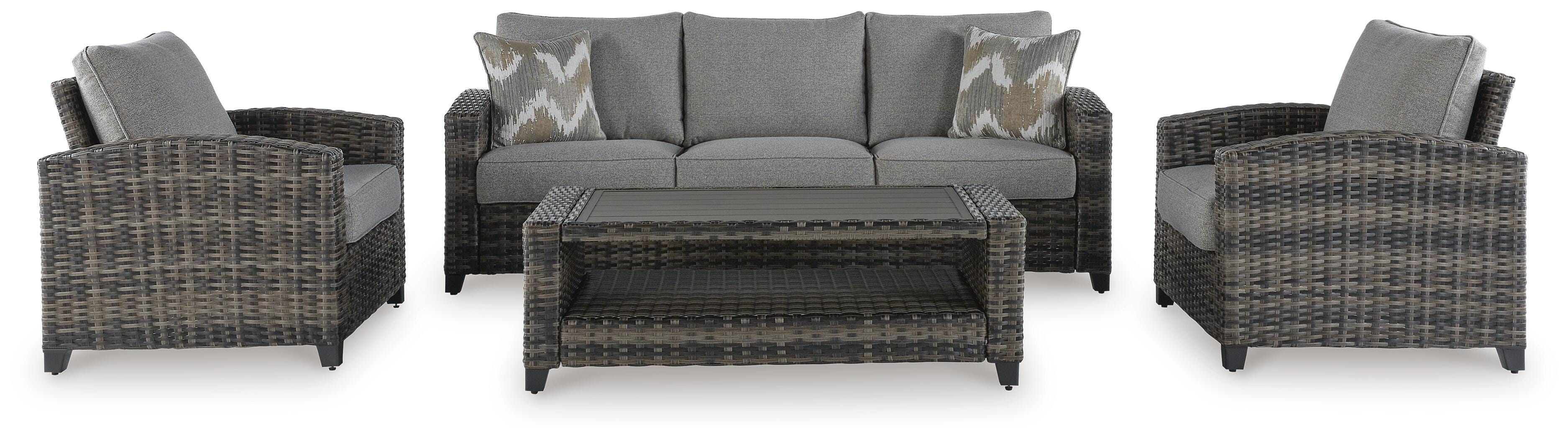 Oasis Court Outdoor Sofa/Chairs/Table Set (Set of 4)