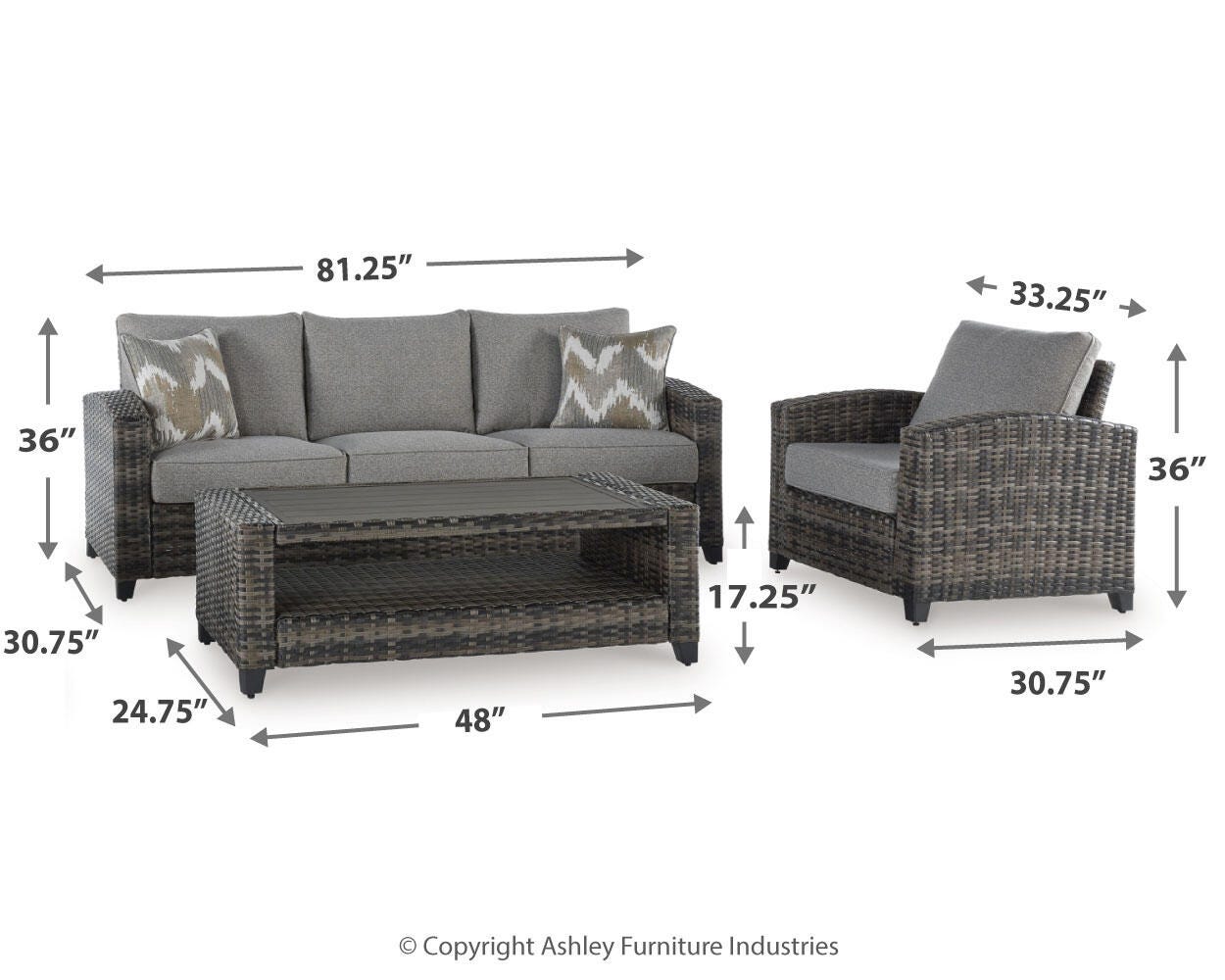 Oasis Court Outdoor Sofa/Chairs/Table Set (Set of 4)