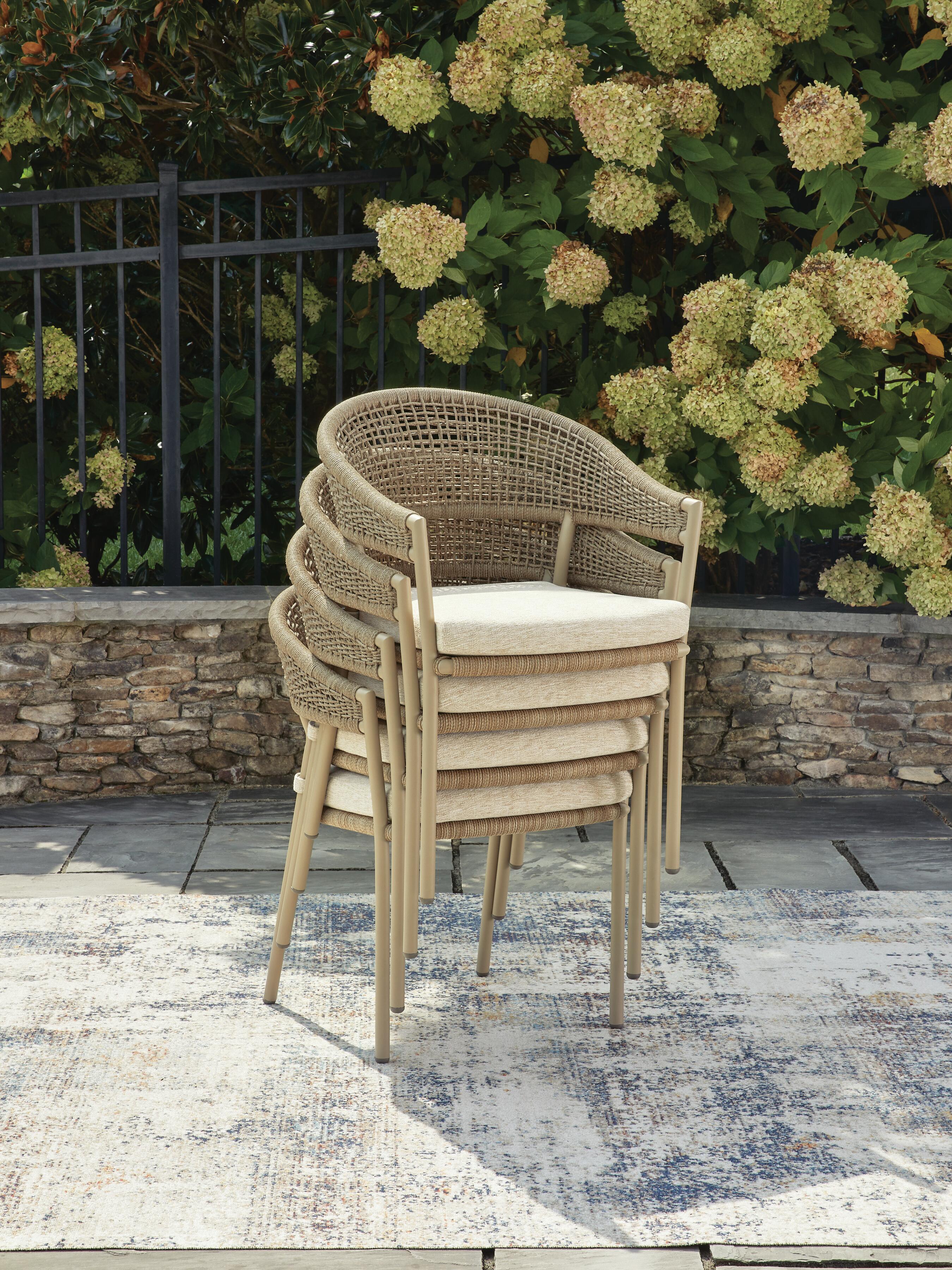 Orchard Beach Outdoor Arm Chair with Cushion (Set of 4)