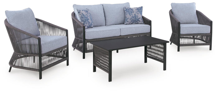 Bridges Beach Outdoor Love/Chairs/Table Set (Set of 4)