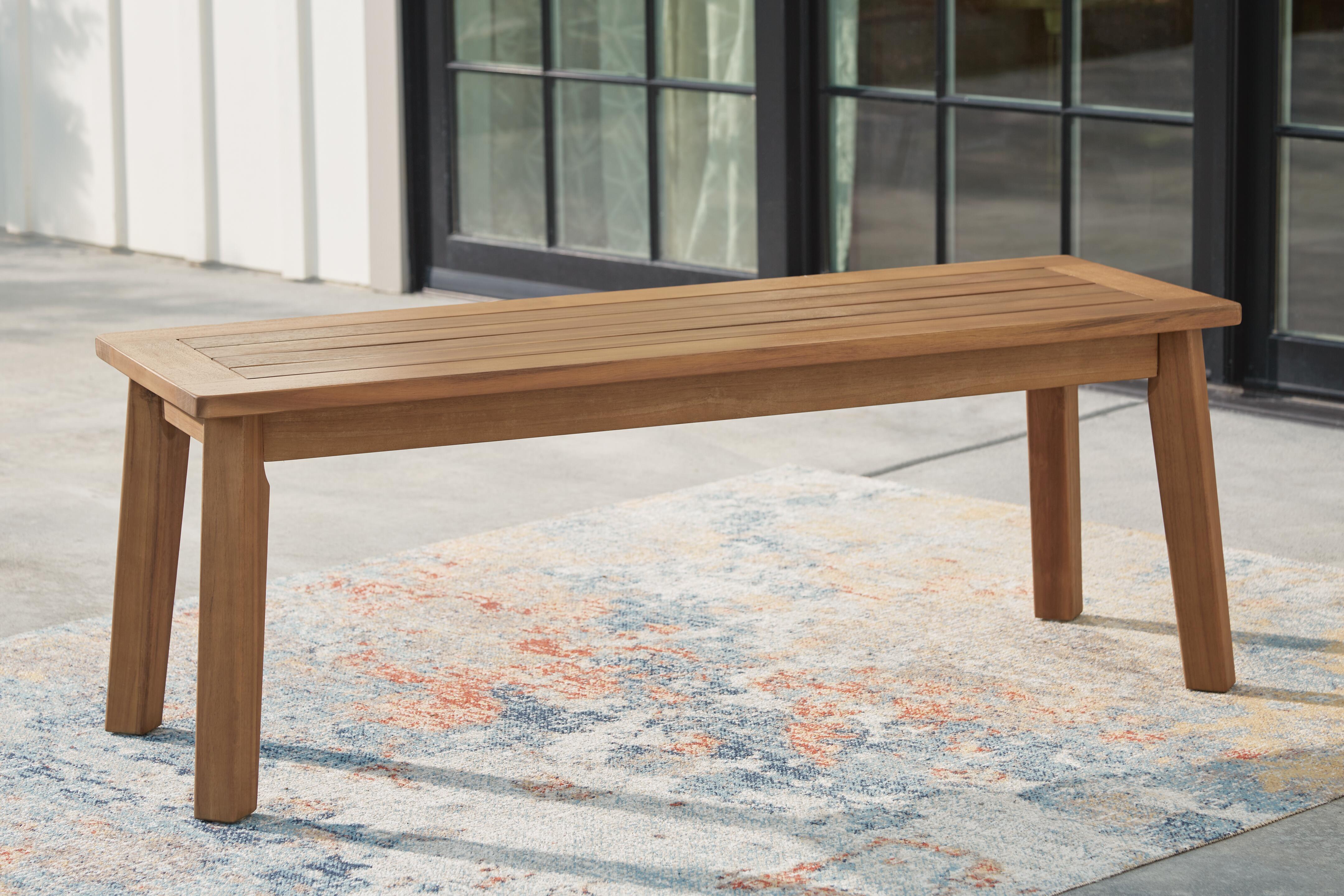 Dar Furniture - Ashley Furniture - Janiyah Outdoor Dining Bench - Bench / Light Brown - P407-600
