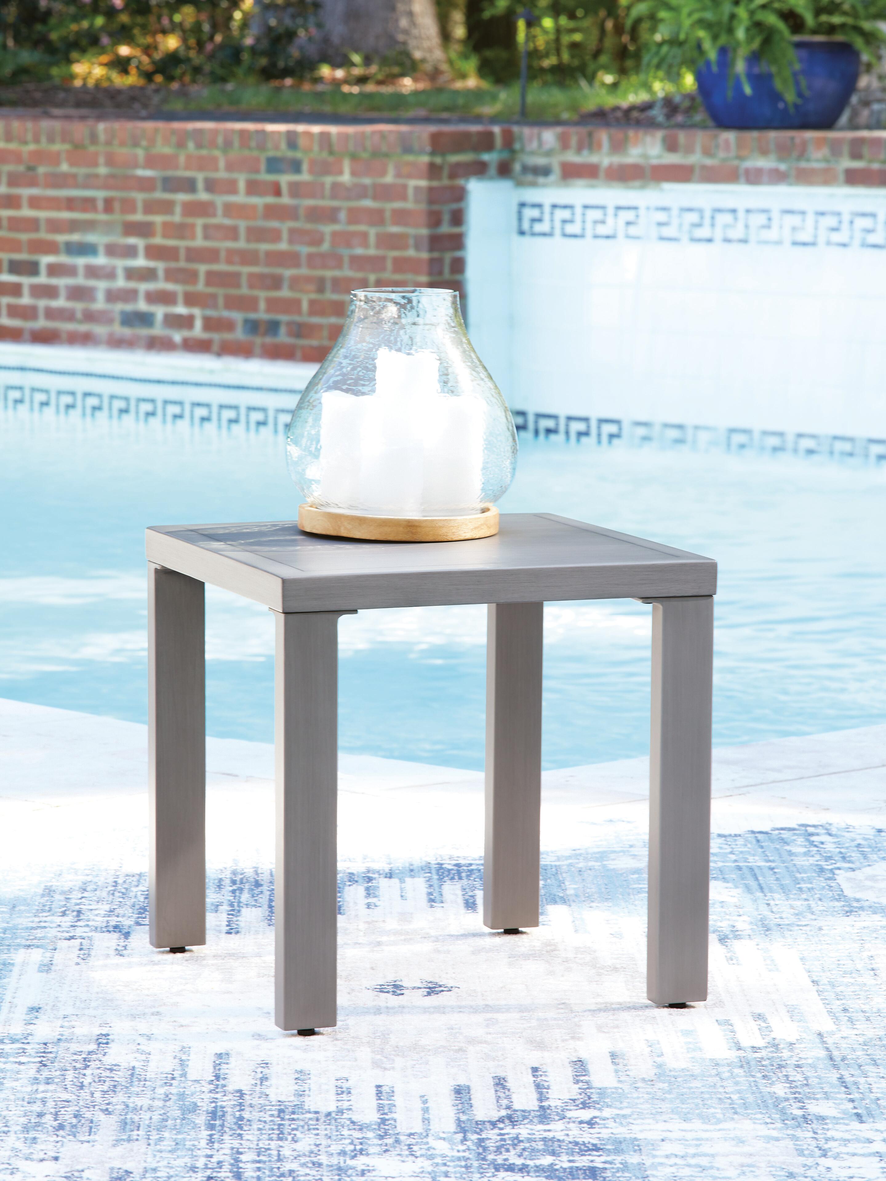 Dar Furniture - Ashley Furniture - Half Moon Beach Outdoor End Table - Square End Table / Gray - PCP418-702