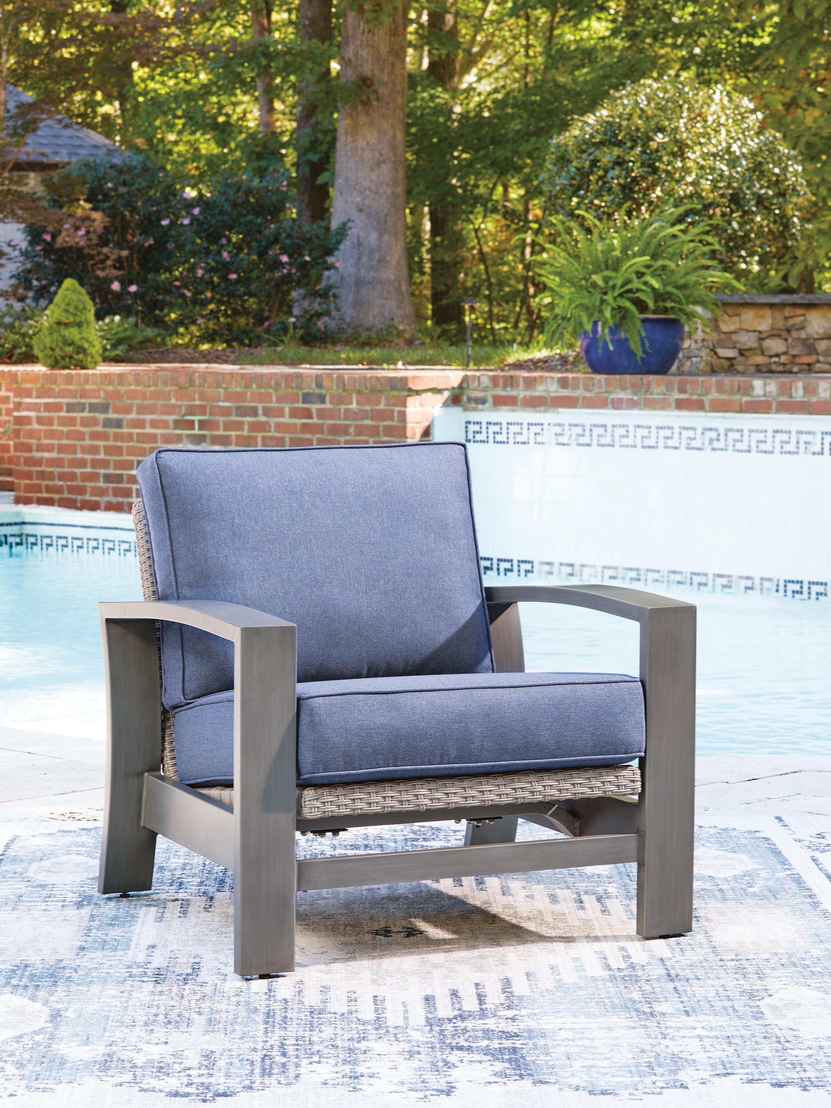 Dar Furniture - Ashley Furniture - Half Moon Beach Outdoor Spring Lounge Chair - Spring Lounge Chair / Blue/Gray - PCP418-820