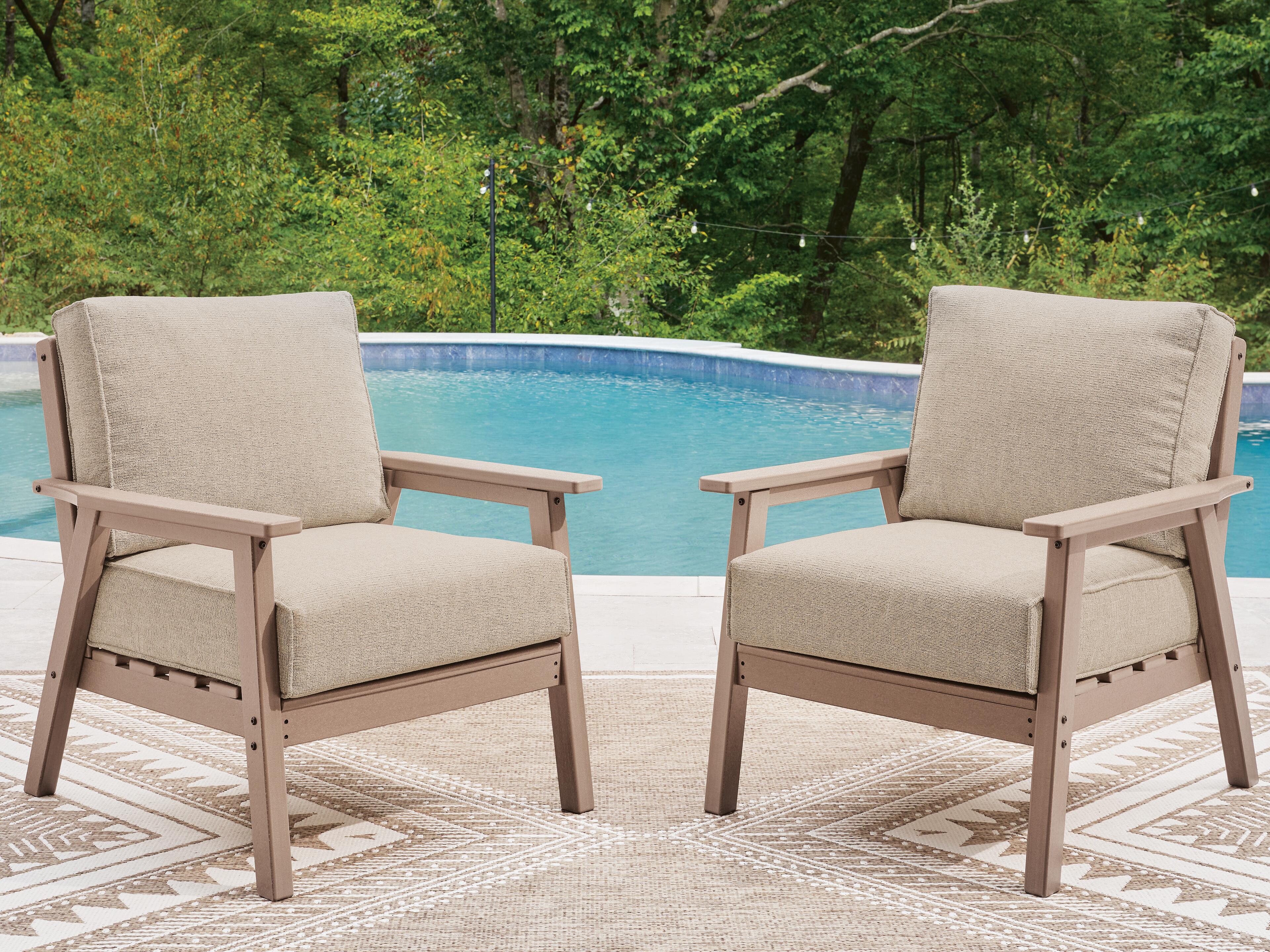 Dar Furniture - Ashley Furniture - Grover Beach Outdoor Lounge Chair with Cushion (Set of 2) - Lounge Chair w/Cushion (Set of 2) / Driftwood - PCP422-820