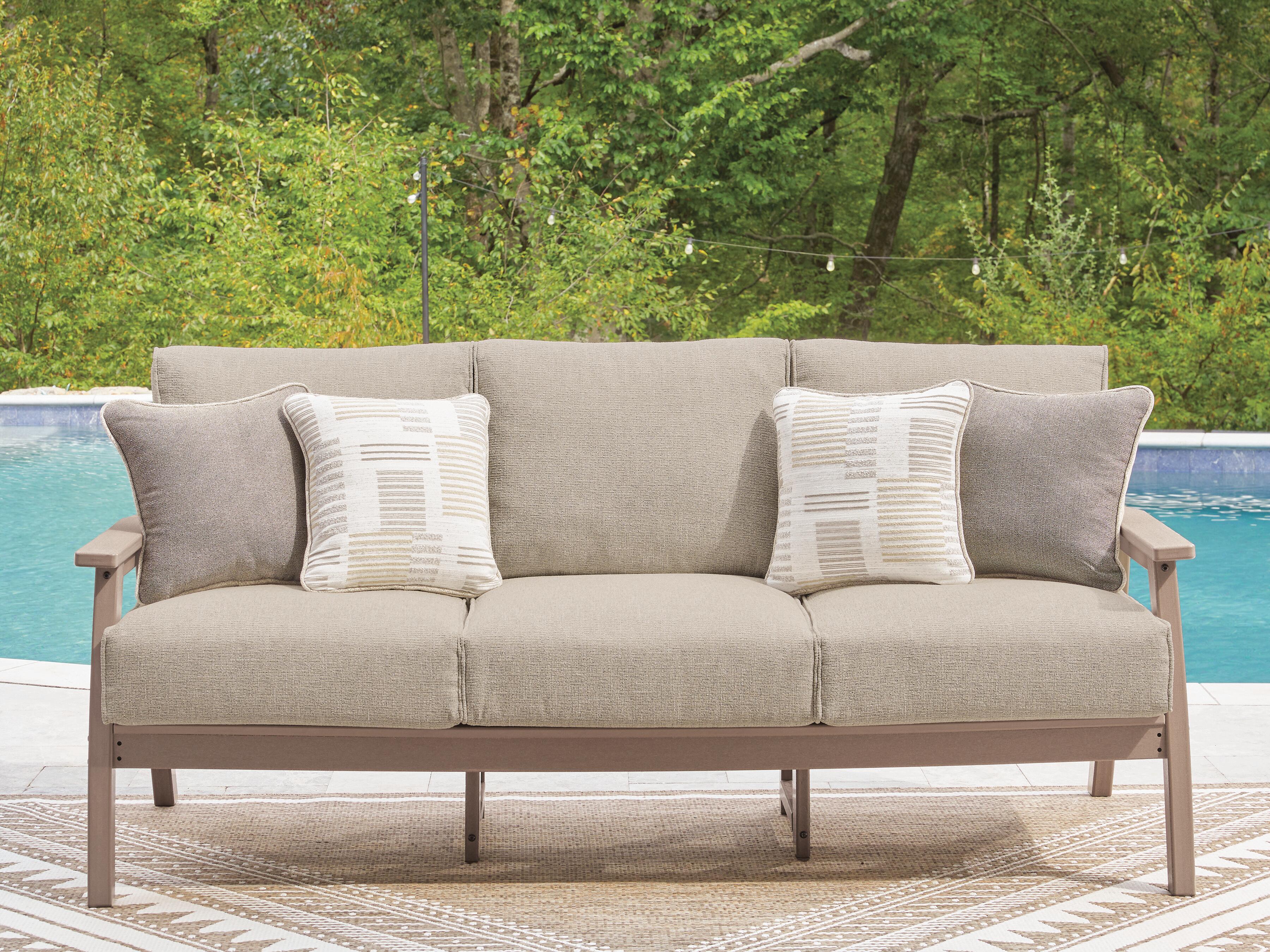 Dar Furniture - Ashley Furniture - Grover Beach Outdoor Sofa with Cushion - Sofa with Cushion / Driftwood - PCP422-838