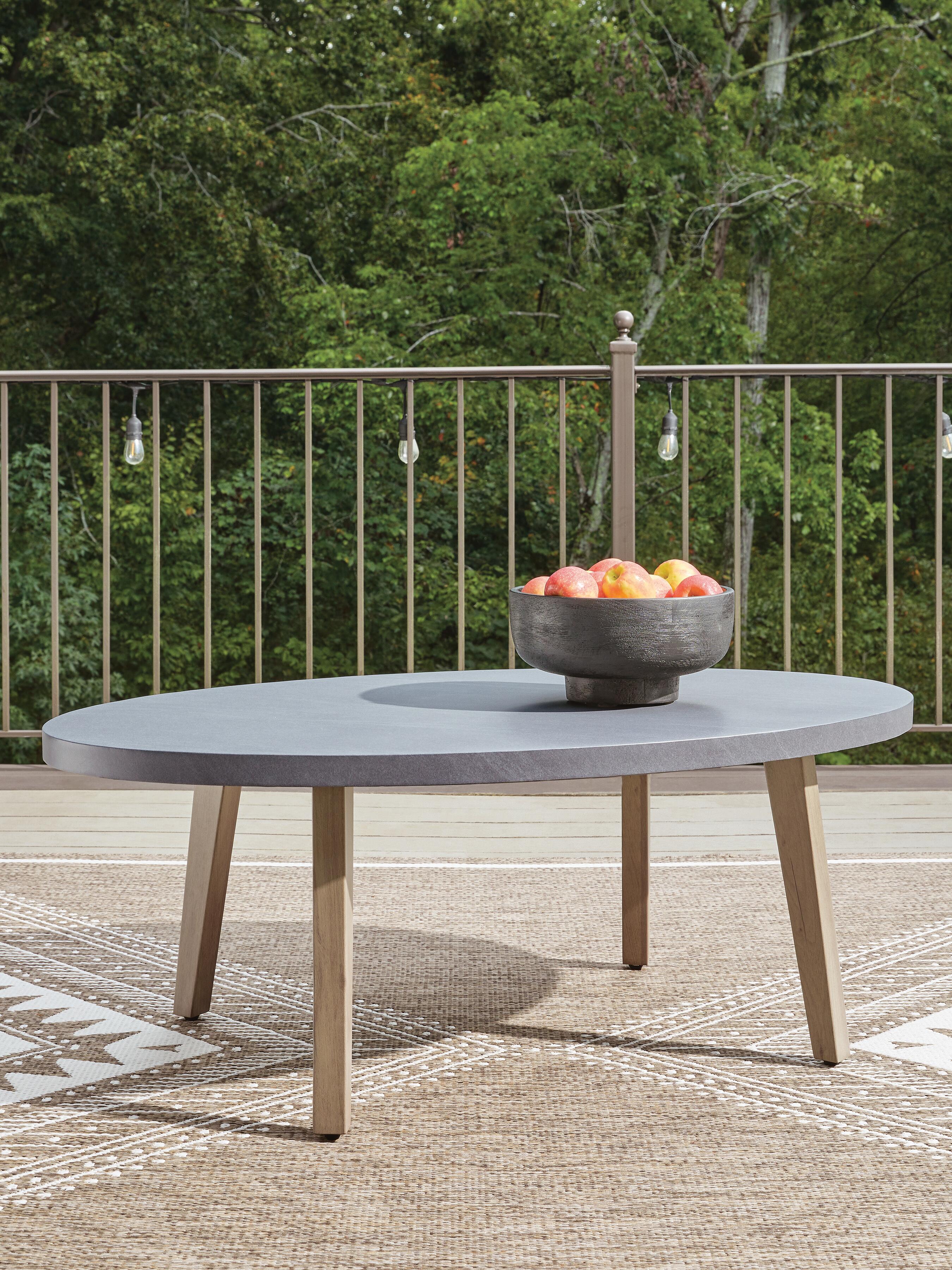Dar Furniture - Ashley Furniture - Harmony Headlands Outdoor Coffee Table - Oval Cocktail Table / Natural/Gray - PCP428-701