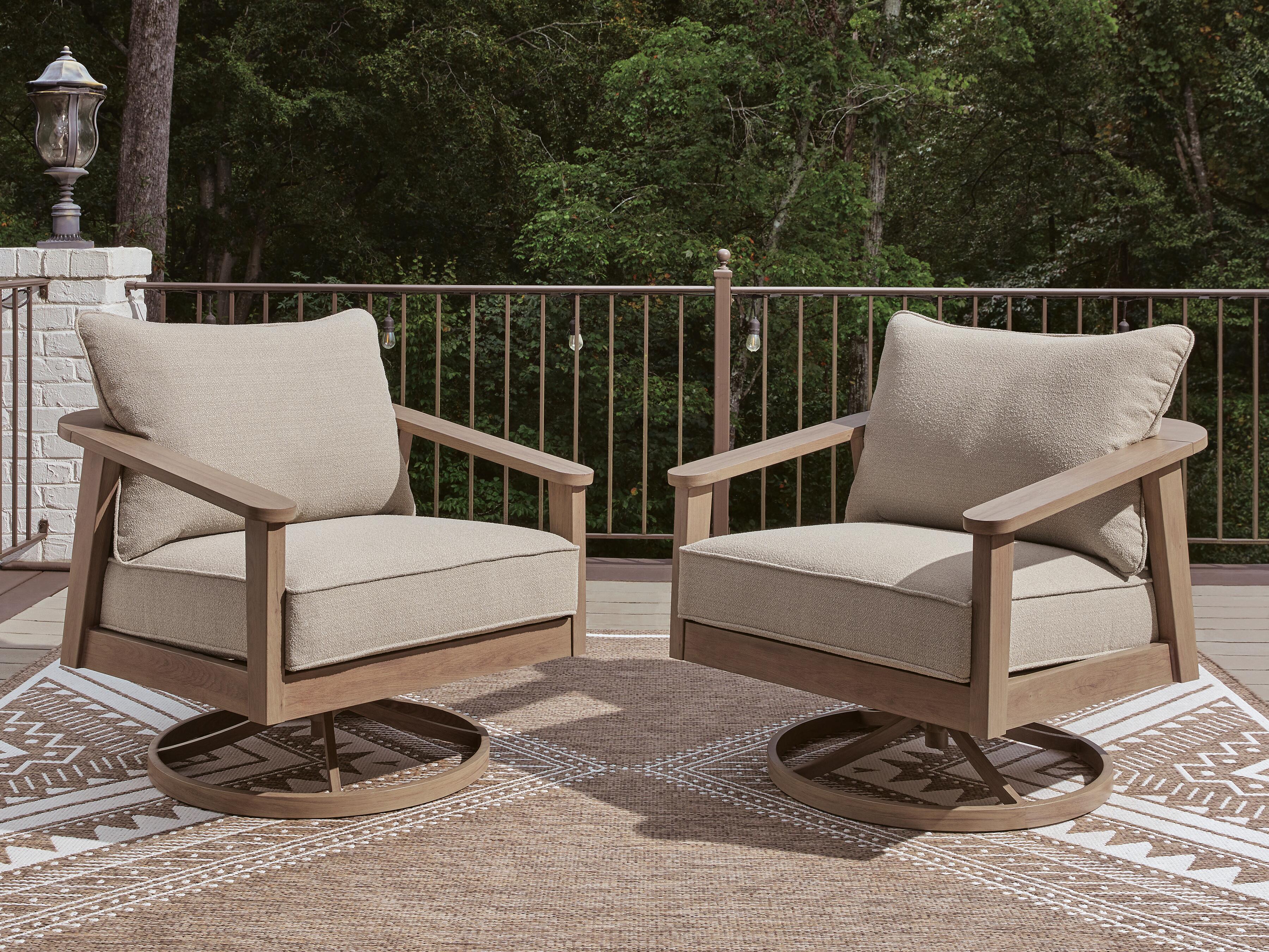 Dar Furniture - Ashley Furniture - Harmony Headlands Outdoor Swivel Lounge with Cushion - Swivel Lounge w/ Cushion / Natural/Gray - PCP428-821