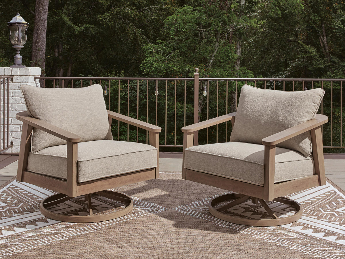 Dar Furniture - Ashley Furniture - Harmony Headlands Outdoor Swivel Lounge with Cushion - Swivel Lounge w/ Cushion / Natural/Gray - PCP428-821