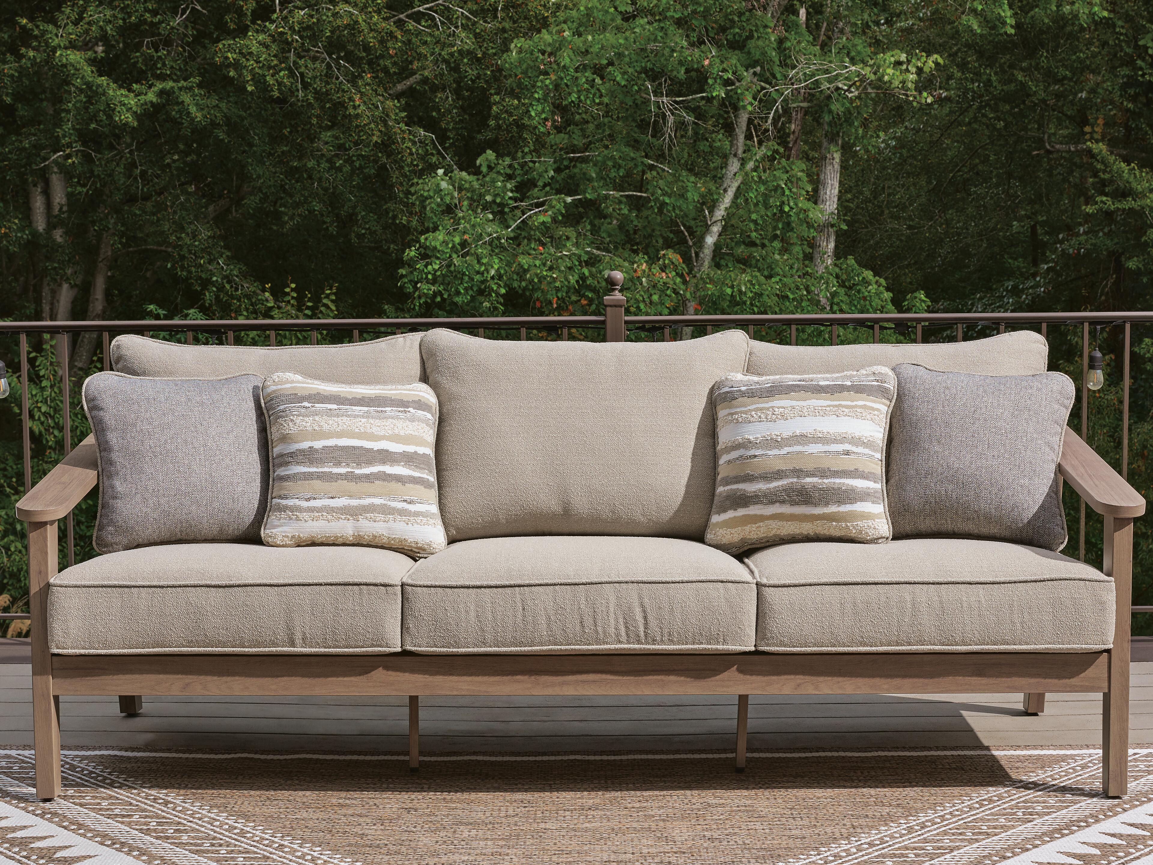 Dar Furniture - Ashley Furniture - Harmony Headlands Outdoor Sofa with Cushion - Sofa with Cushion / Natural/Gray - PCP428-838